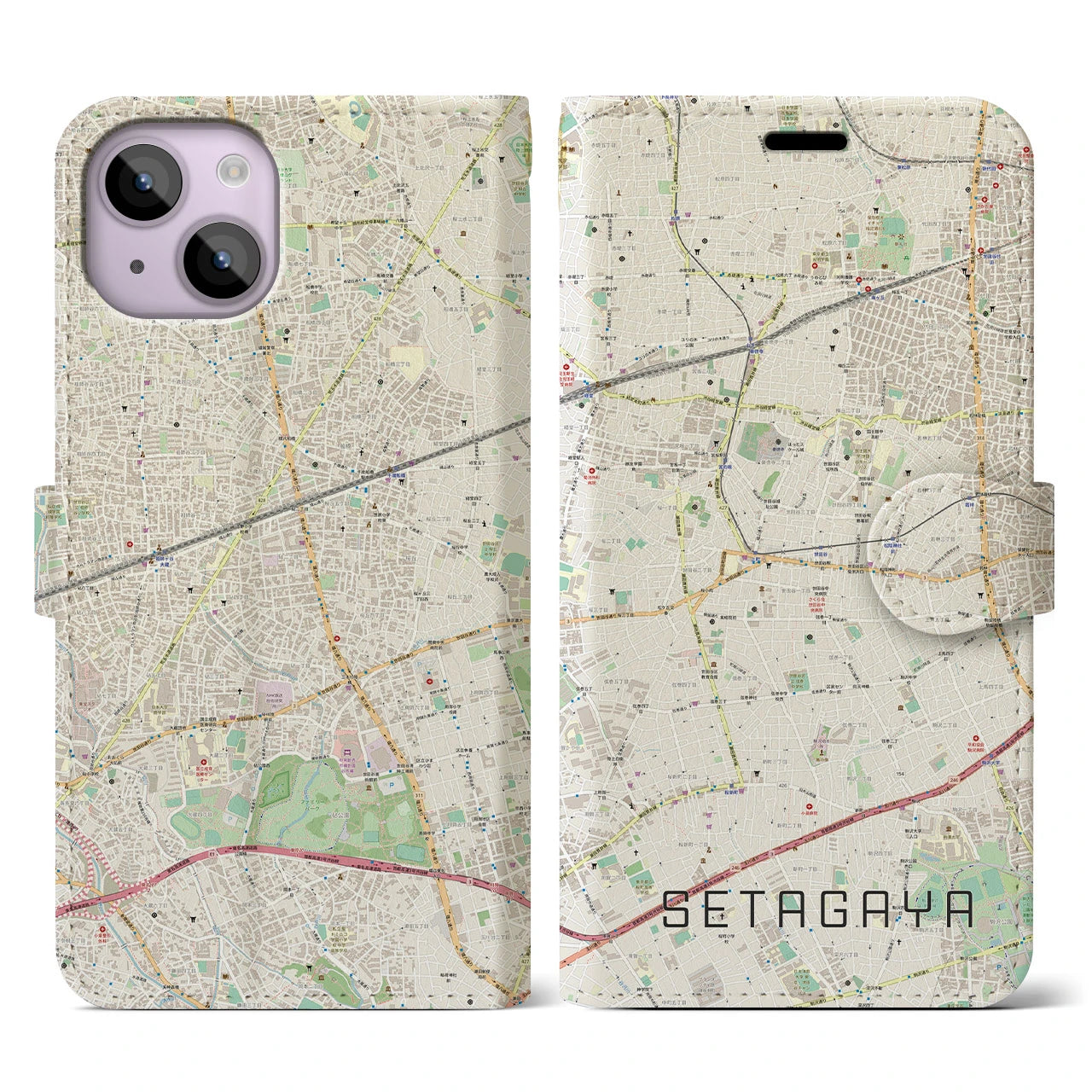 【世田谷(東京都)】地図柄iPhoneケース(手帳タイプ)
