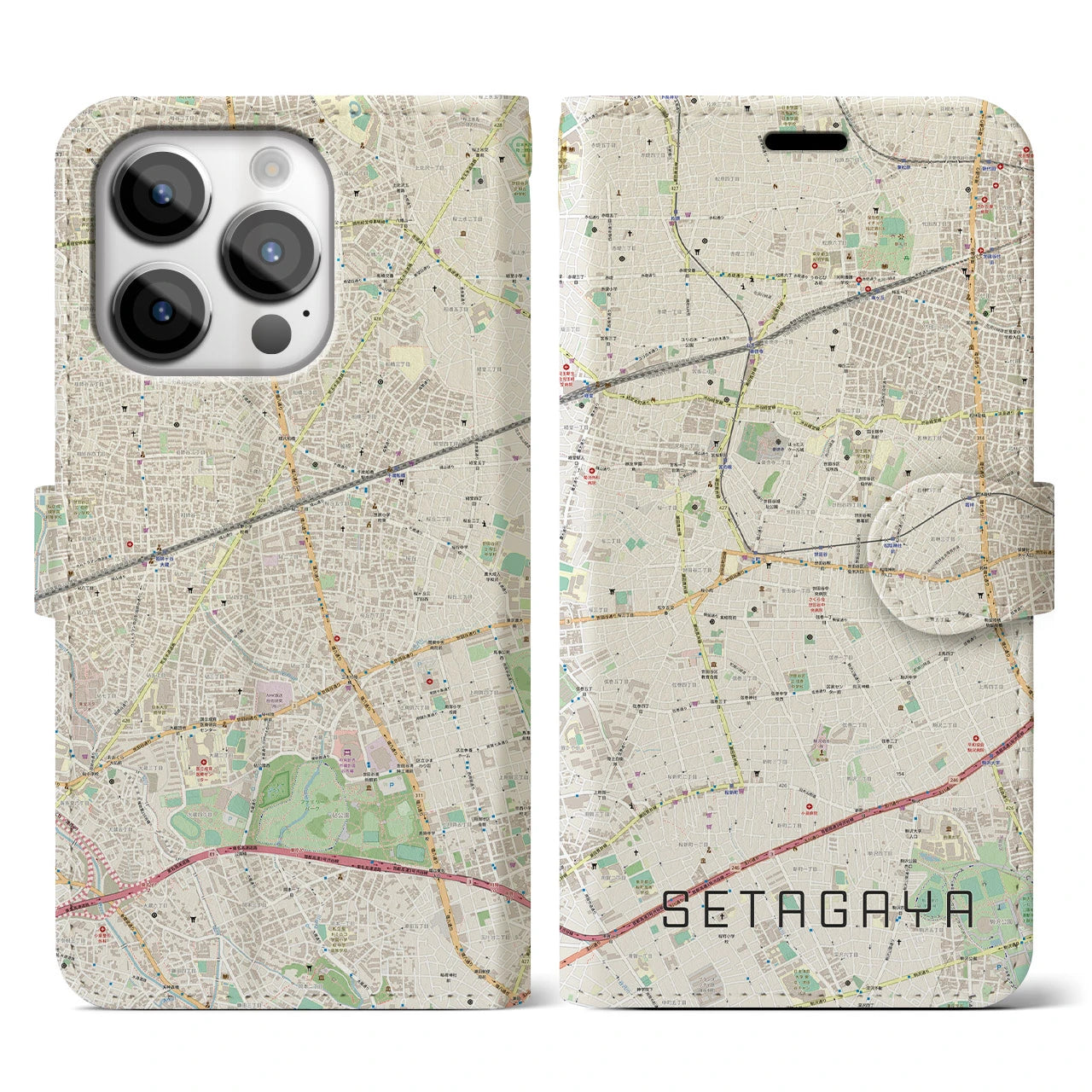 【世田谷(東京都)】地図柄iPhoneケース(手帳タイプ)