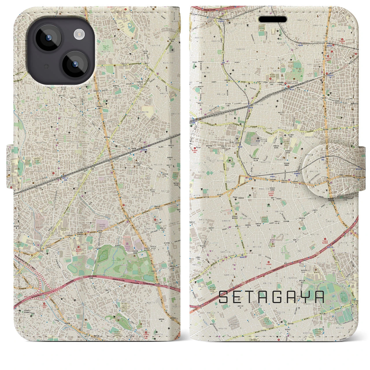 【世田谷(東京都)】地図柄iPhoneケース(手帳タイプ)
