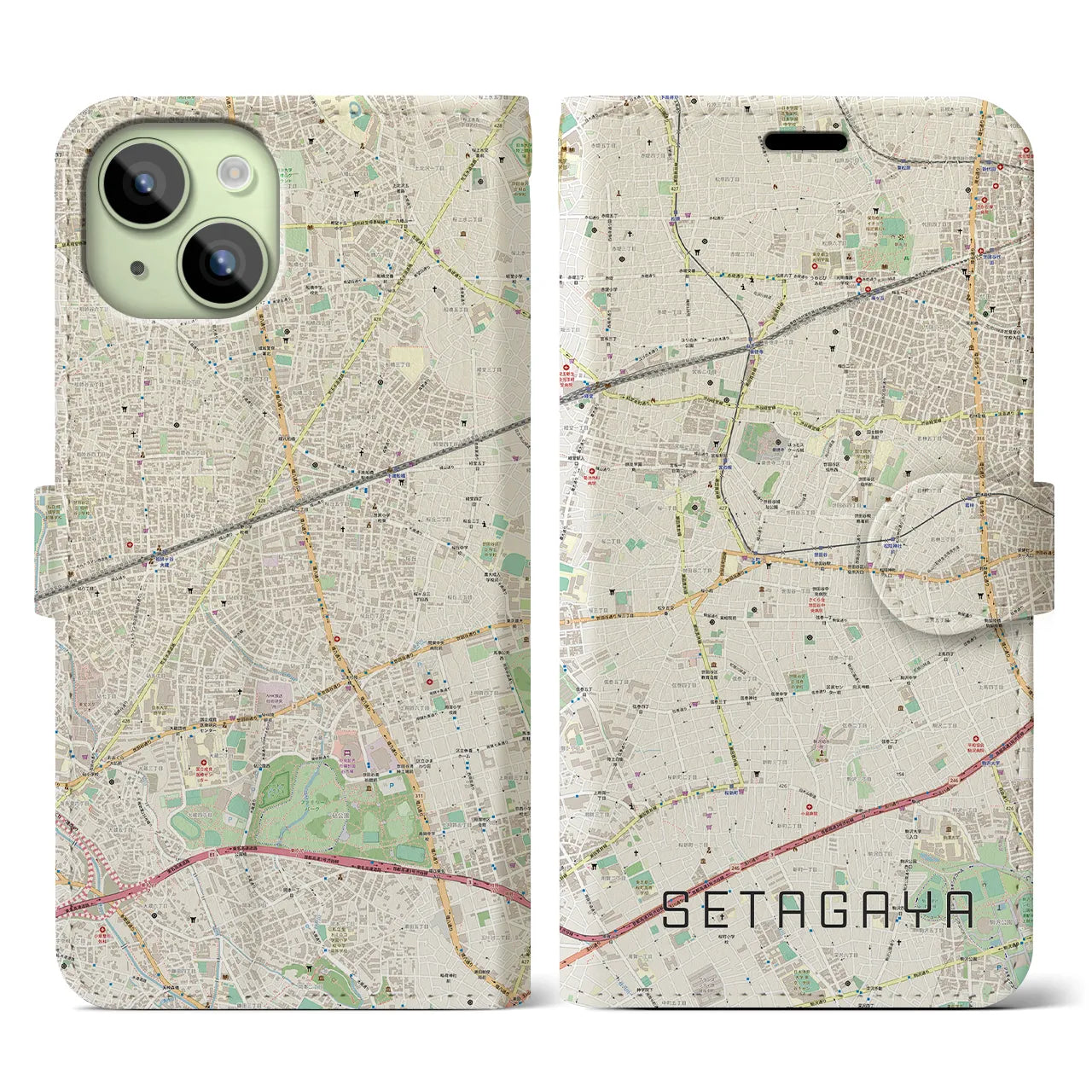 【世田谷(東京都)】地図柄iPhoneケース(手帳タイプ)