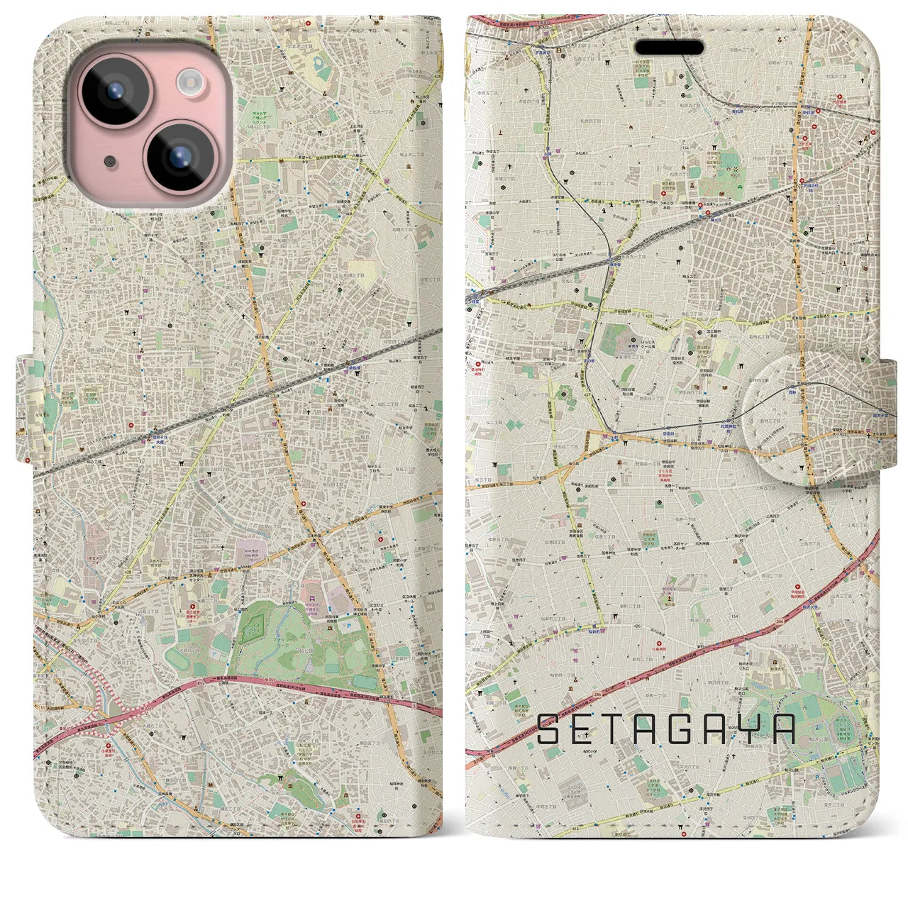 【世田谷(東京都)】地図柄iPhoneケース(手帳タイプ)