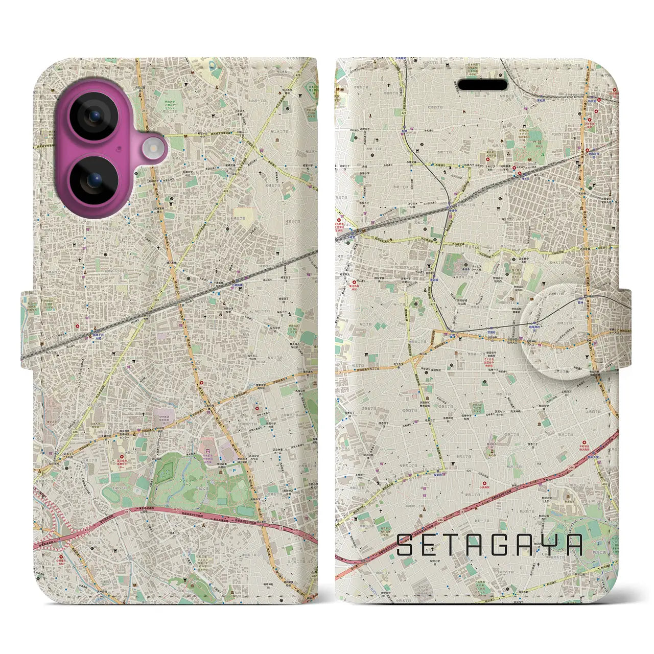 【世田谷(東京都)】地図柄iPhoneケース(手帳タイプ)