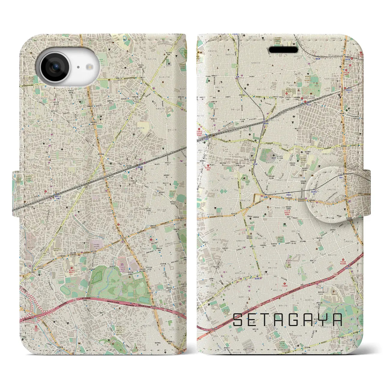 【世田谷(東京都)】地図柄iPhoneケース(手帳タイプ)