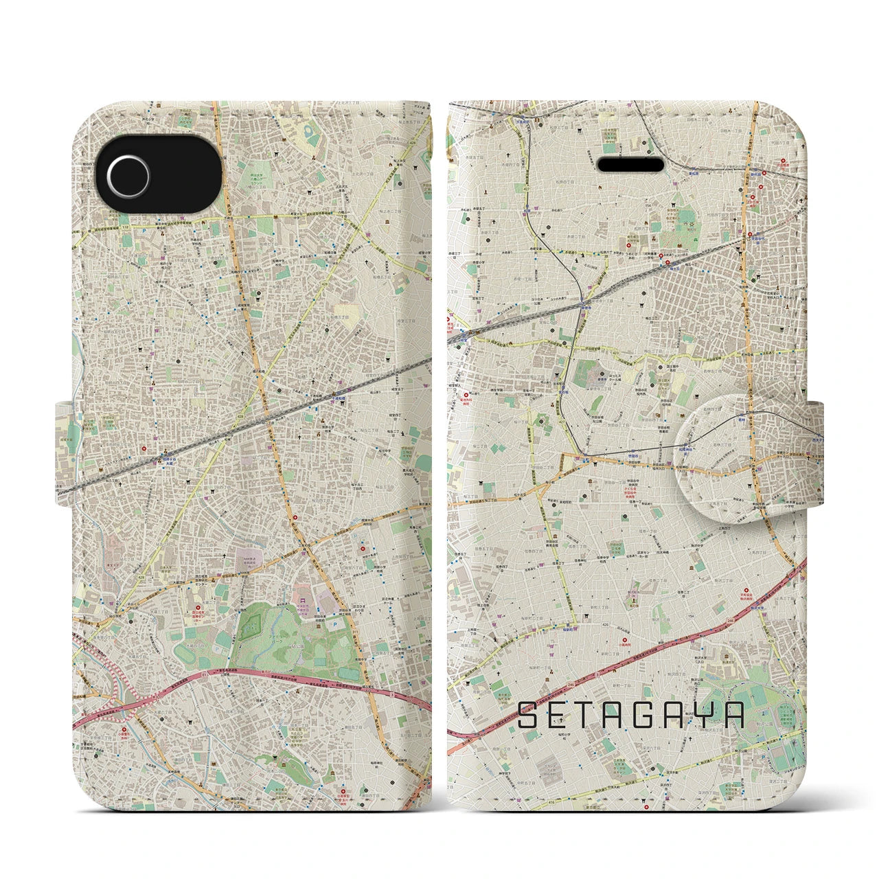 【世田谷(東京都)】地図柄iPhoneケース(手帳タイプ)