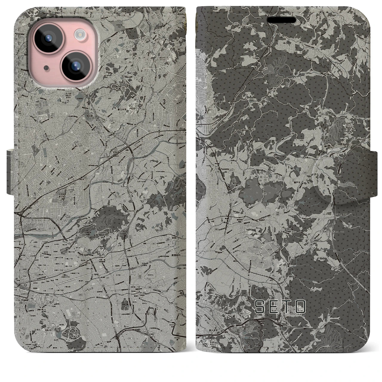 【瀬戸(愛知県)】地図柄iPhoneケース(手帳タイプ)