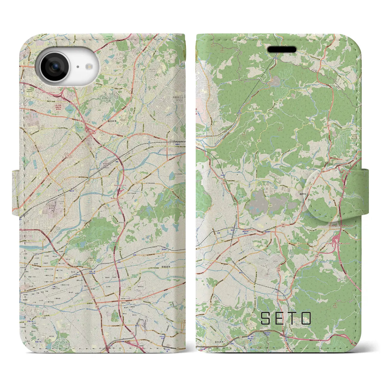 【瀬戸(愛知県)】地図柄iPhoneケース(手帳タイプ)
