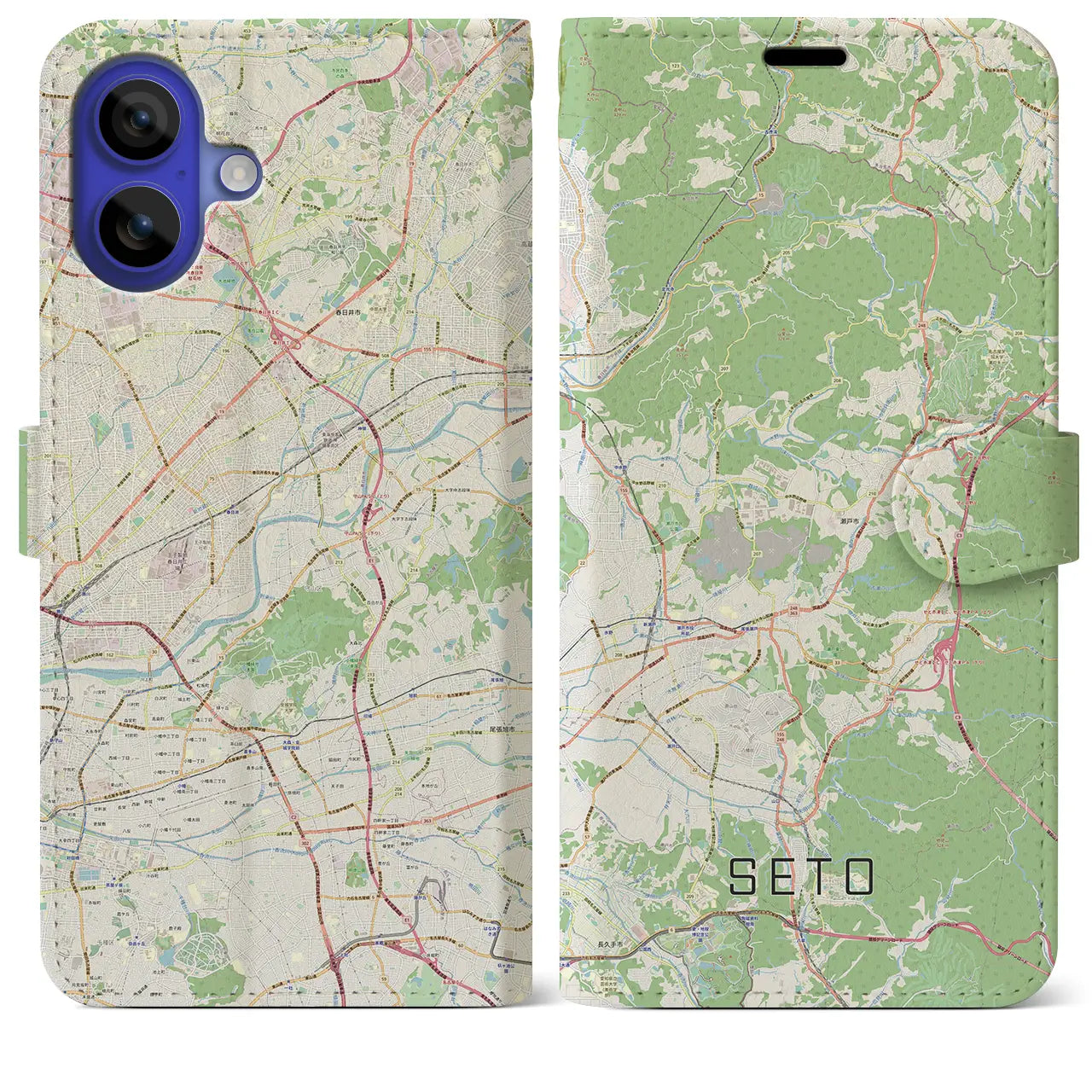 【瀬戸(愛知県)】地図柄iPhoneケース(手帳タイプ)ナチュラル・iPhone 16 Pro Max 用