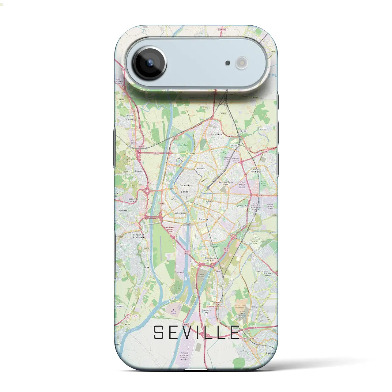 【セビリア(スペイン)】地図柄iPhoneケース(バックカバータイプ)ブラック・iPhone 17 Pro Max 用