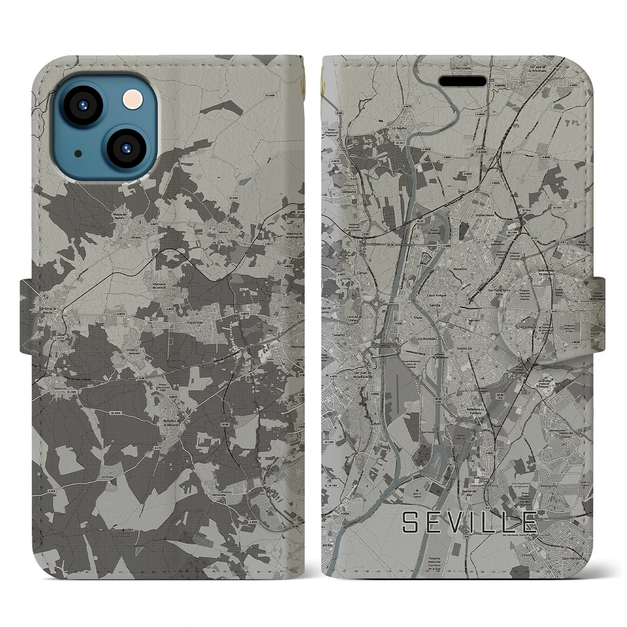 【セビリア(スペイン)】地図柄iPhoneケース(手帳タイプ)