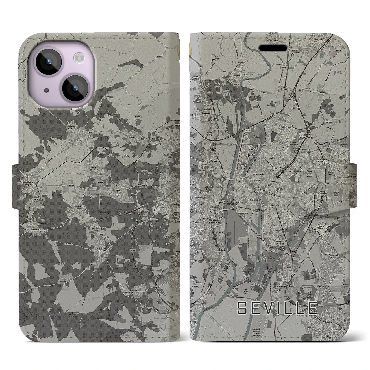 【セビリア(スペイン)】地図柄iPhoneケース(手帳タイプ)