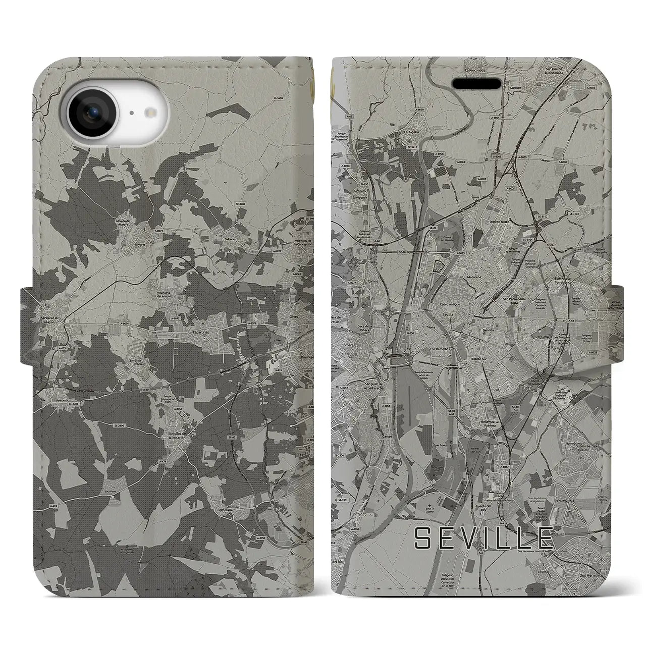 【セビリア(スペイン)】地図柄iPhoneケース(手帳タイプ)