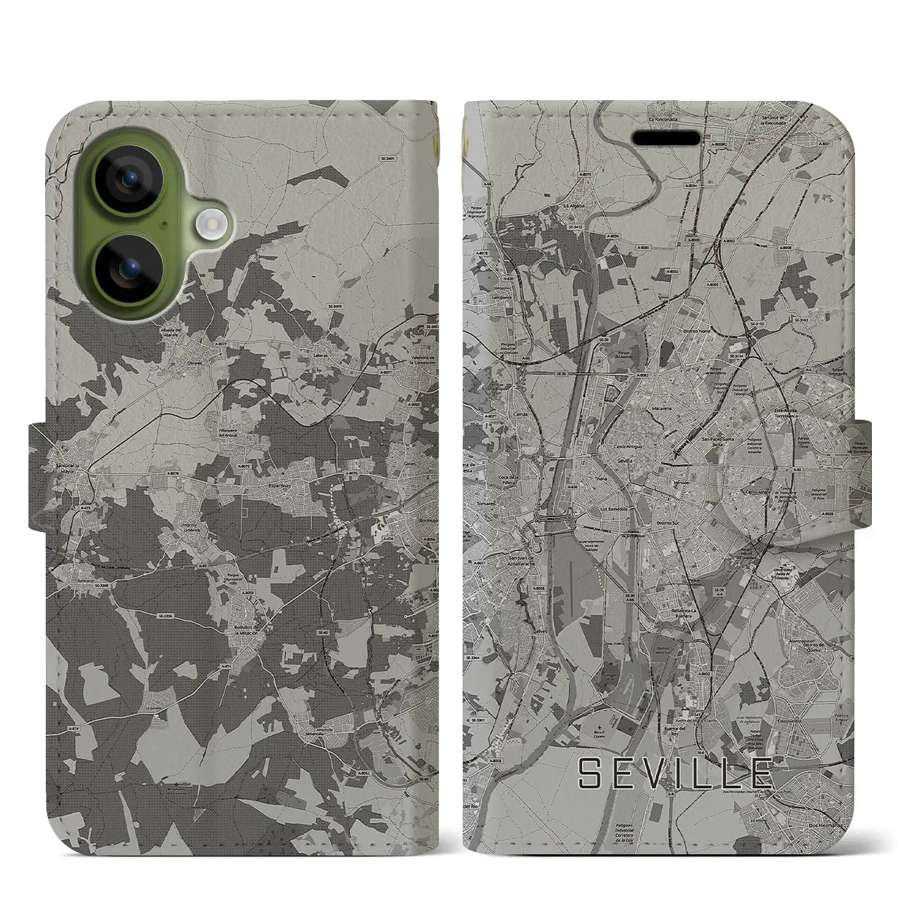 【セビリア(スペイン)】地図柄iPhoneケース(手帳タイプ)