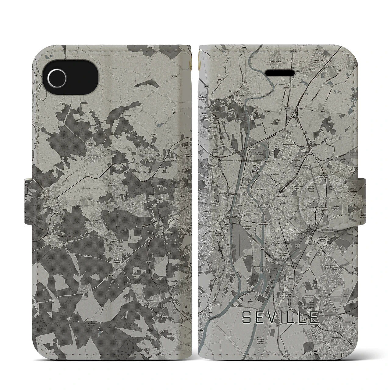 【セビリア(スペイン)】地図柄iPhoneケース(手帳タイプ)