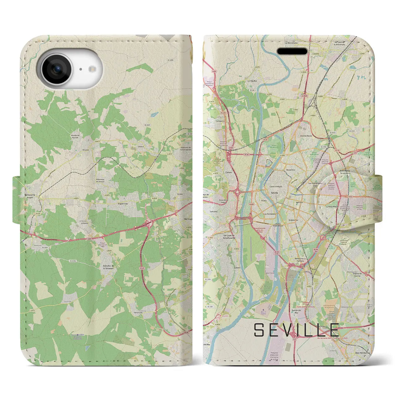 【セビリア(スペイン)】地図柄iPhoneケース(手帳タイプ)