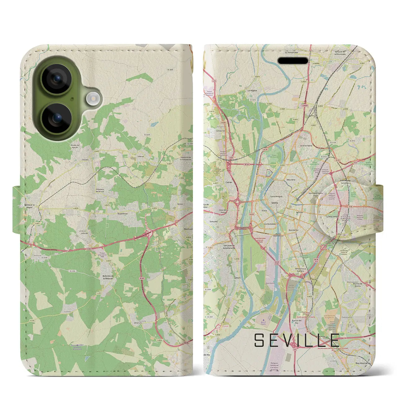 【セビリア(スペイン)】地図柄iPhoneケース(手帳タイプ)