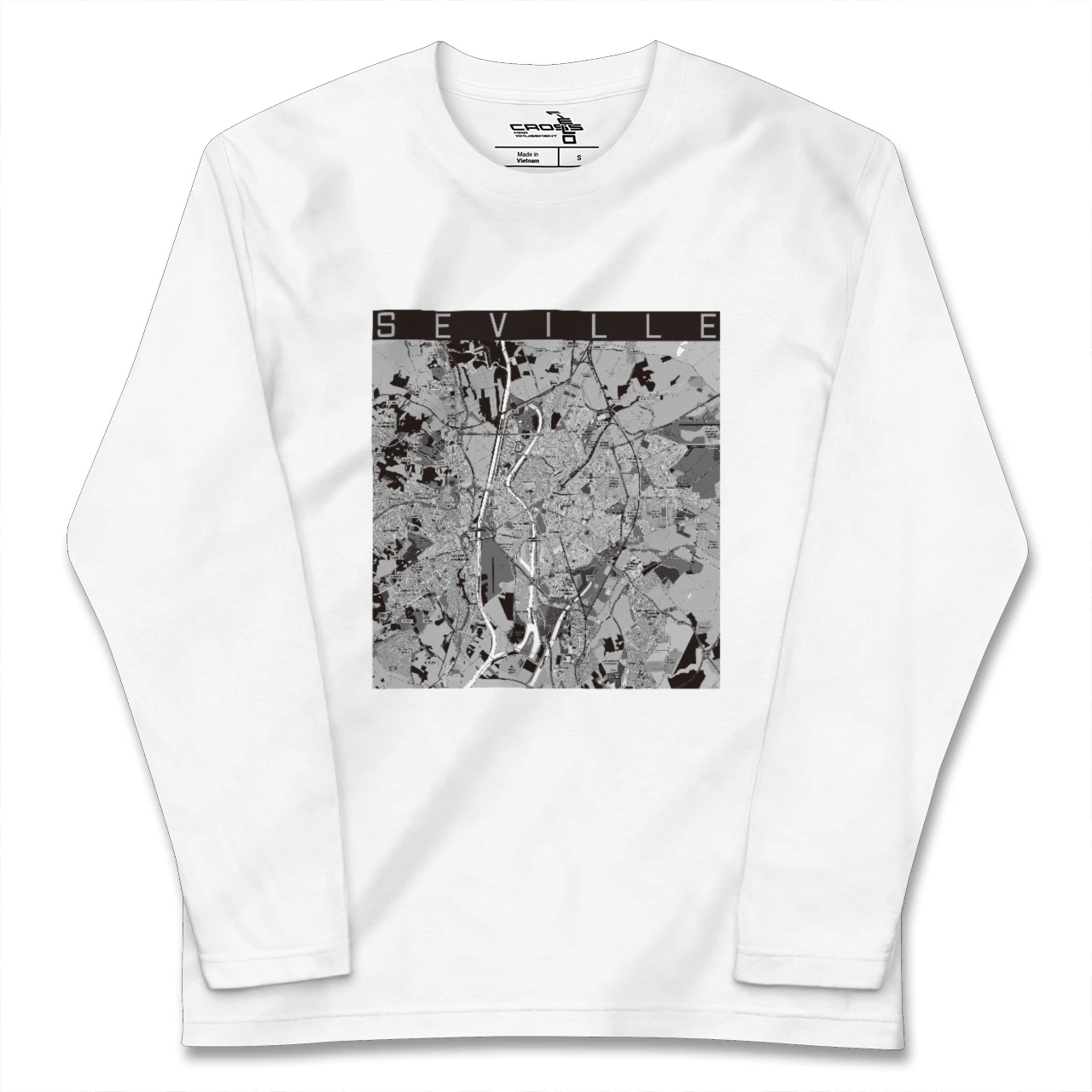 【セビリア(スペイン)】地図柄ロングスリーブTシャツ