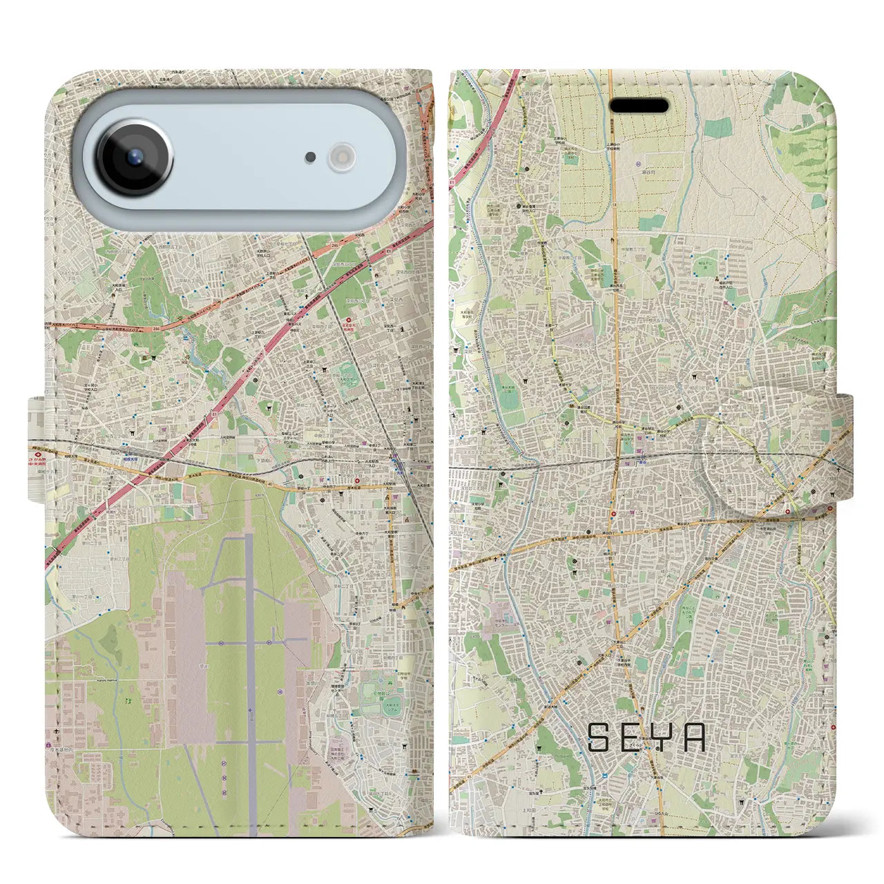 【瀬谷(神奈川県)】地図柄iPhoneケース(手帳タイプ)モノトーン・iPhone 17 Pro Max 用