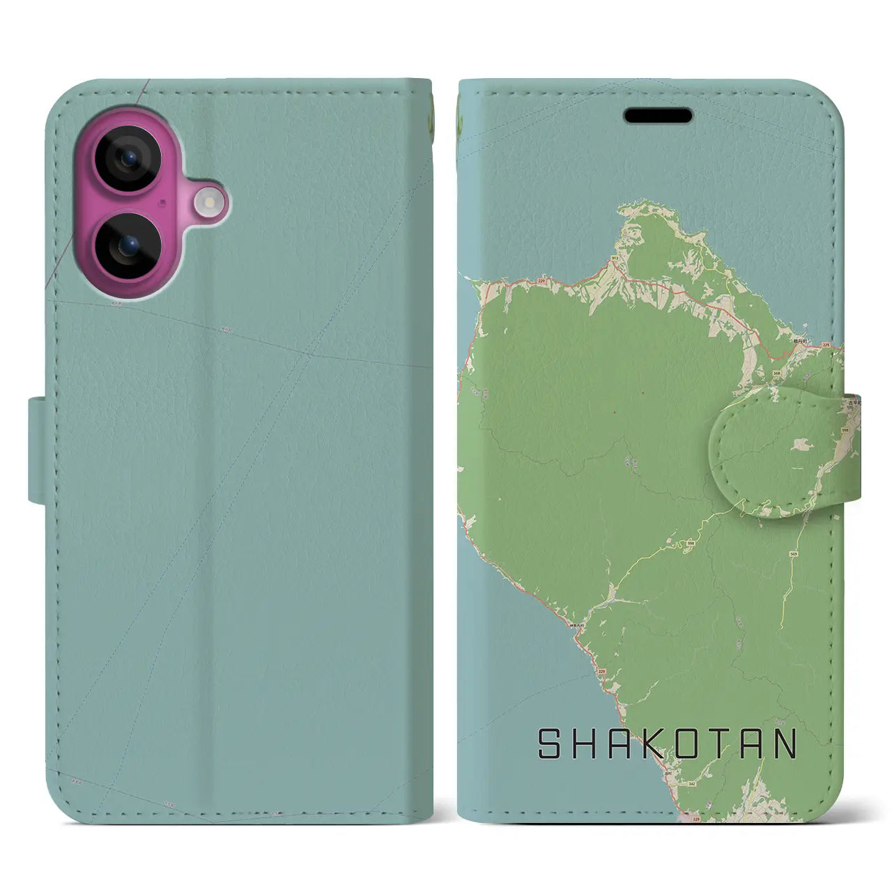 【積丹(北海道)】地図柄iPhoneケース(手帳タイプ)ナチュラル・iPhone 16 Pro 用