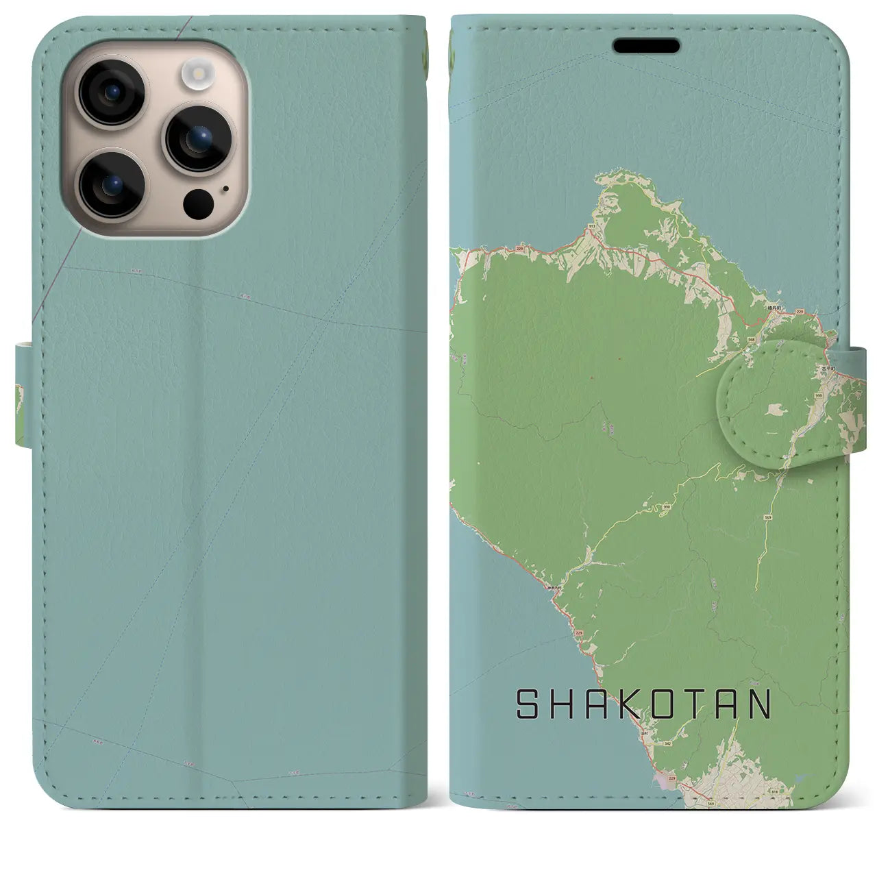 【積丹(北海道)】地図柄iPhoneケース(手帳タイプ)ナチュラル・iPhone 16 Plus 用