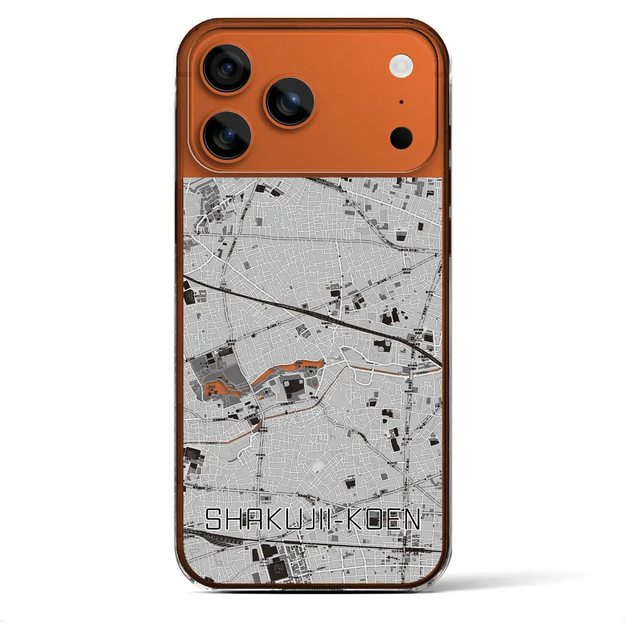 【石神井公園(東京都)】地図柄iPhoneケース(クリアタイプ)モノトーン・iPhone 17 Pro Max 用