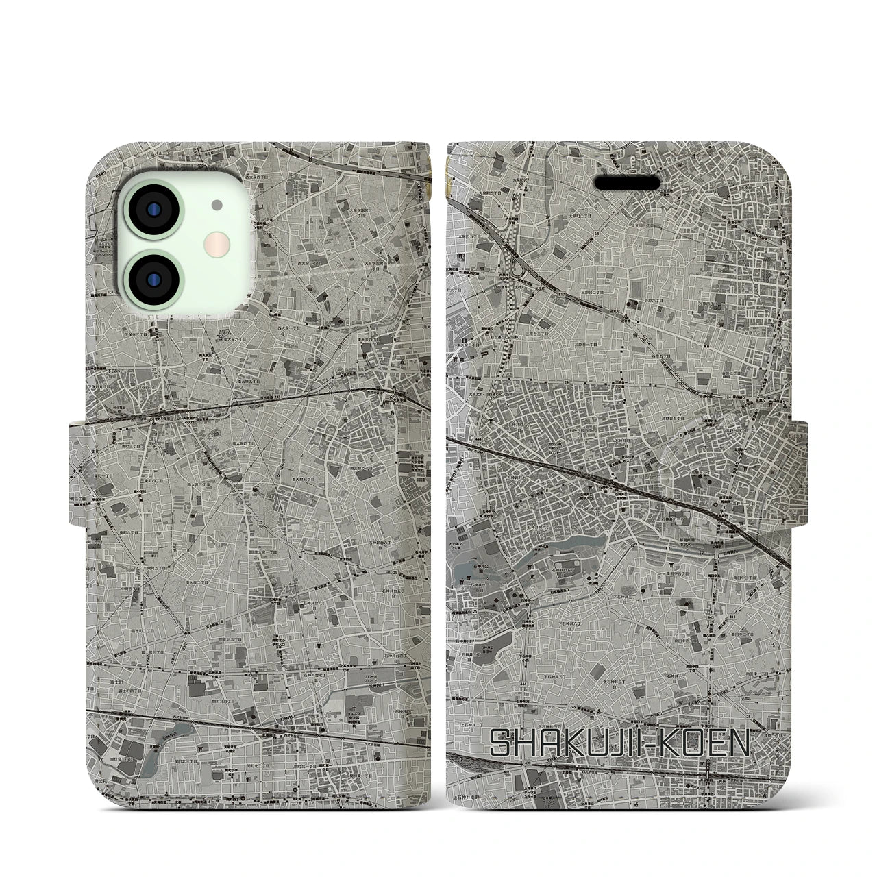 【石神井公園(東京都)】地図柄iPhoneケース(手帳タイプ)