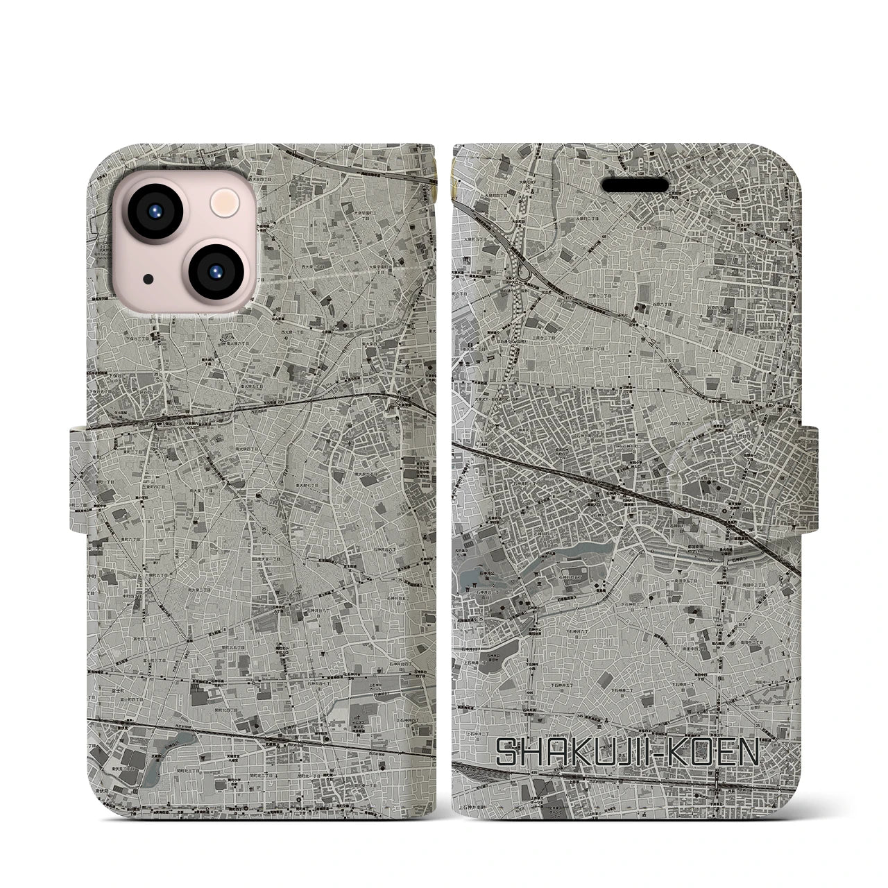 【石神井公園(東京都)】地図柄iPhoneケース(手帳タイプ)