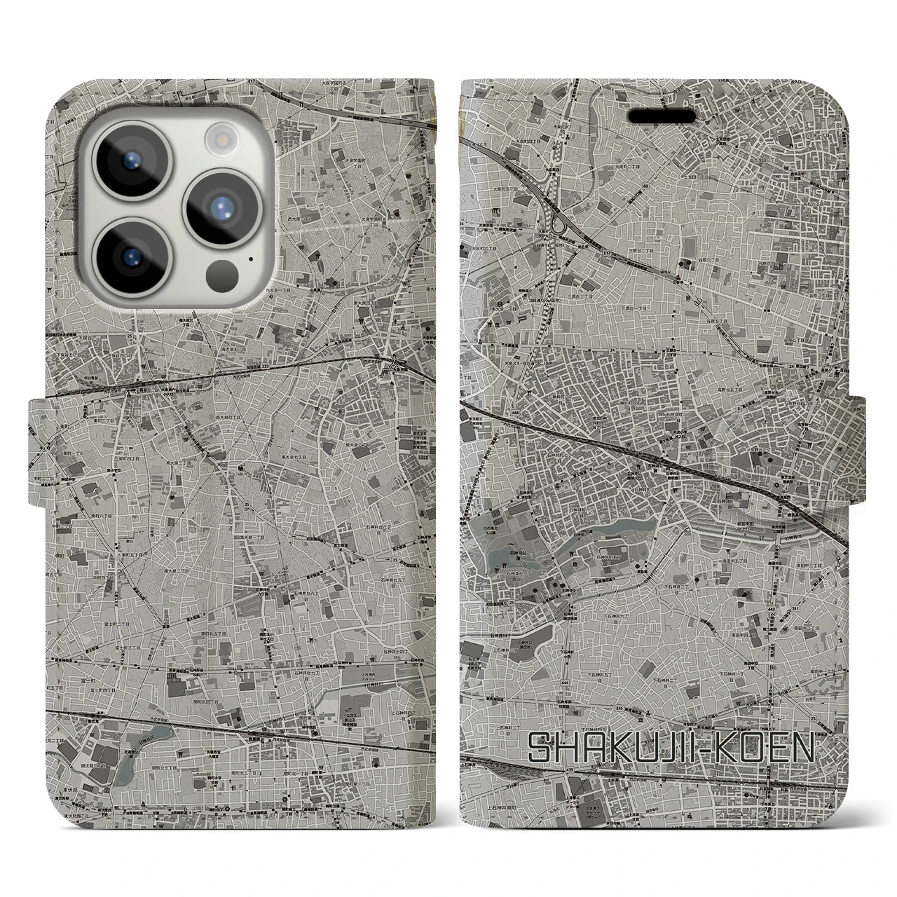 【石神井公園(東京都)】地図柄iPhoneケース(手帳タイプ)