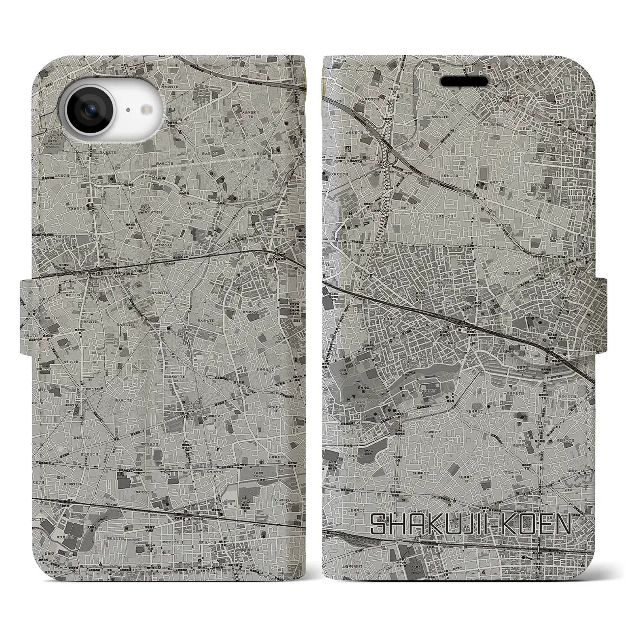 【石神井公園(東京都)】地図柄iPhoneケース(手帳タイプ)