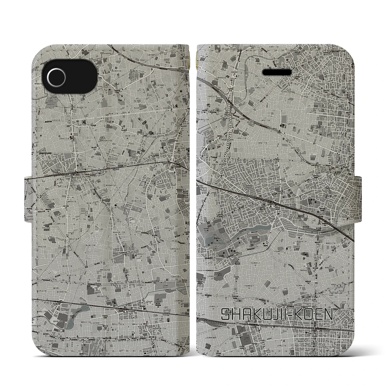 【石神井公園(東京都)】地図柄iPhoneケース(手帳タイプ)