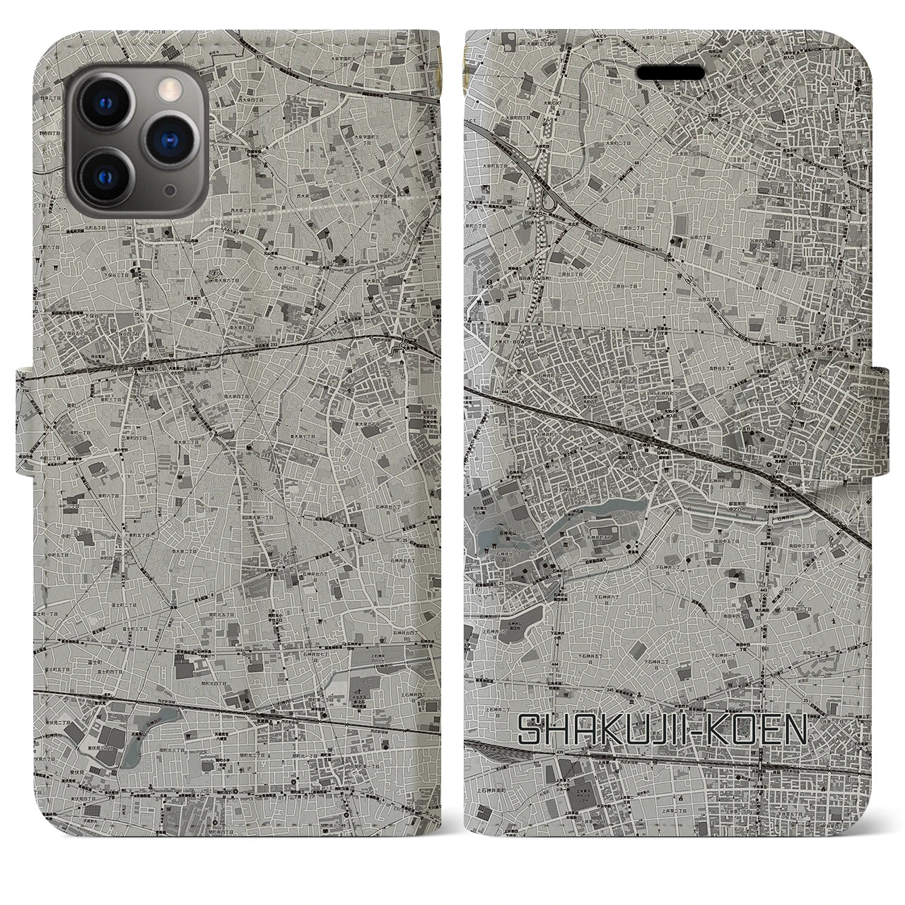 【石神井公園(東京都)】地図柄iPhoneケース(手帳タイプ)