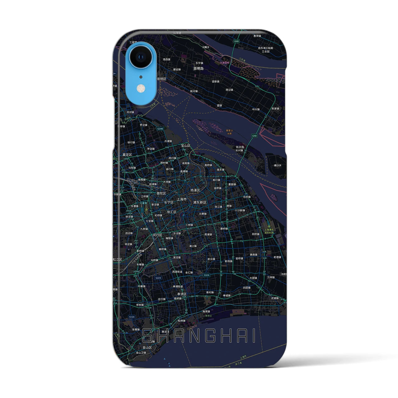 【上海2(中華人民共和国)】地図柄iPhoneケース(バックカバータイプ)ブラック・iPhone XR 用