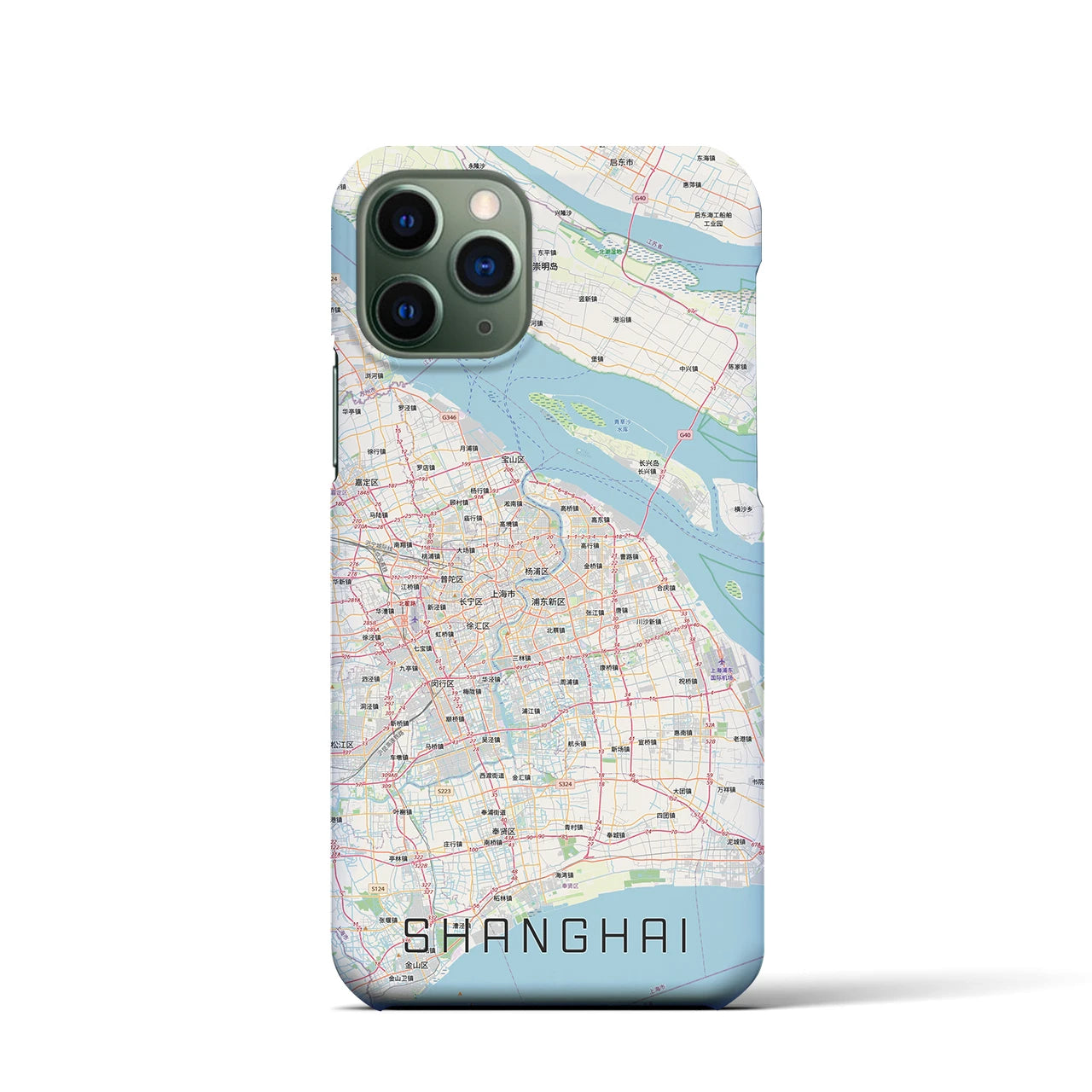 【上海2(中華人民共和国)】地図柄iPhoneケース(バックカバータイプ)ナチュラル・iPhone 11 Pro 用