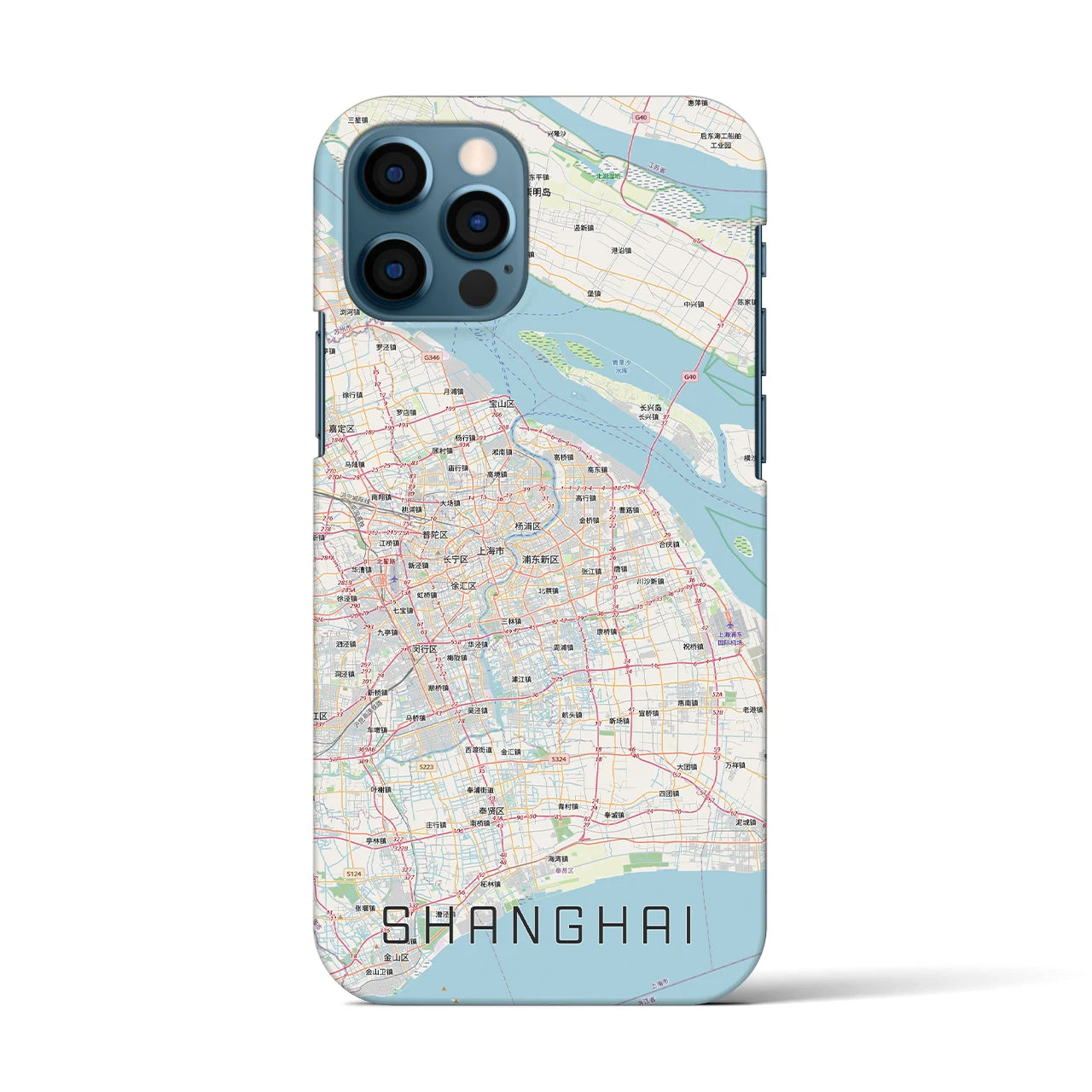 【上海2(中華人民共和国)】地図柄iPhoneケース(バックカバータイプ)ナチュラル・iPhone 12 / 12 Pro 用