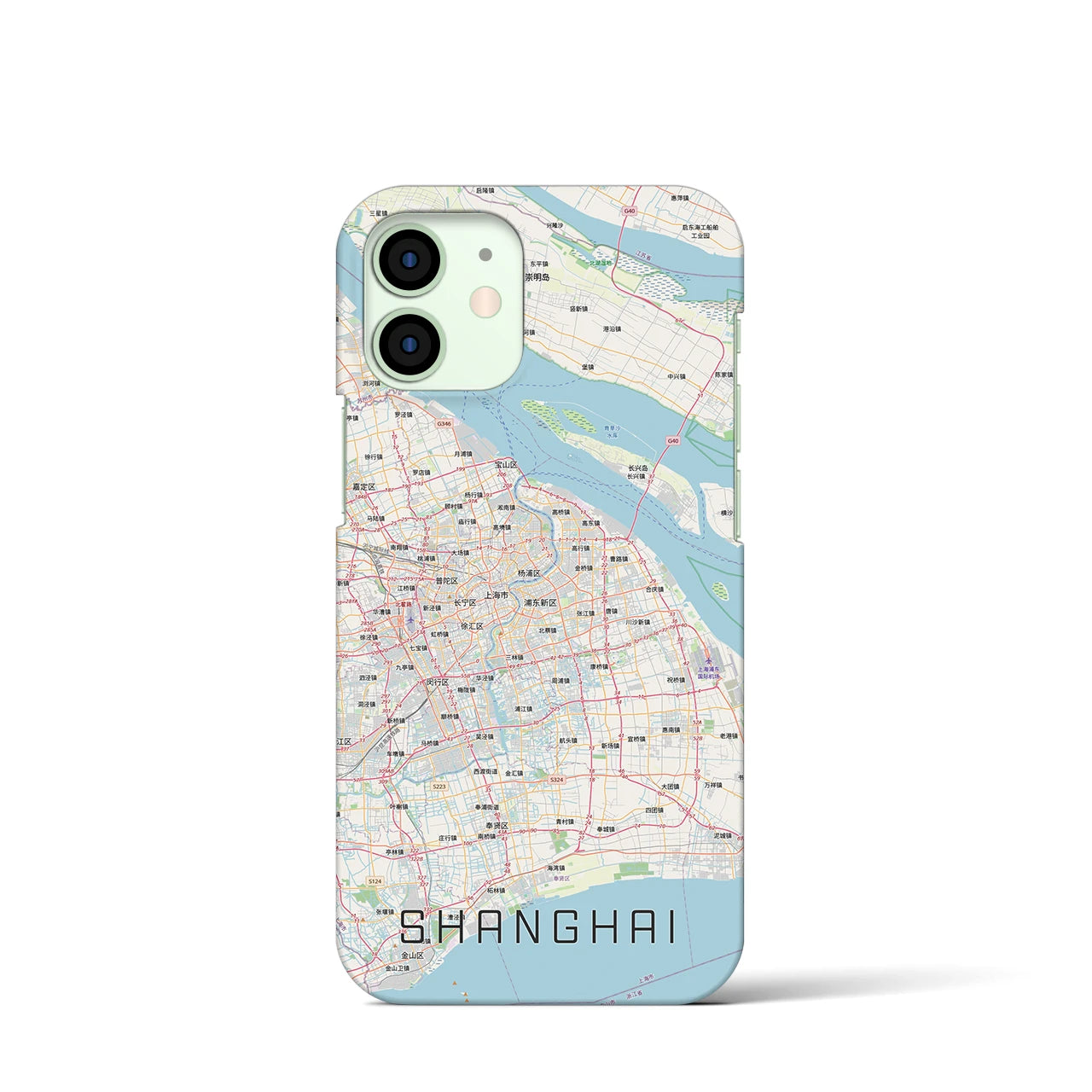 【上海2(中華人民共和国)】地図柄iPhoneケース(バックカバータイプ)ナチュラル・iPhone 12 mini 用