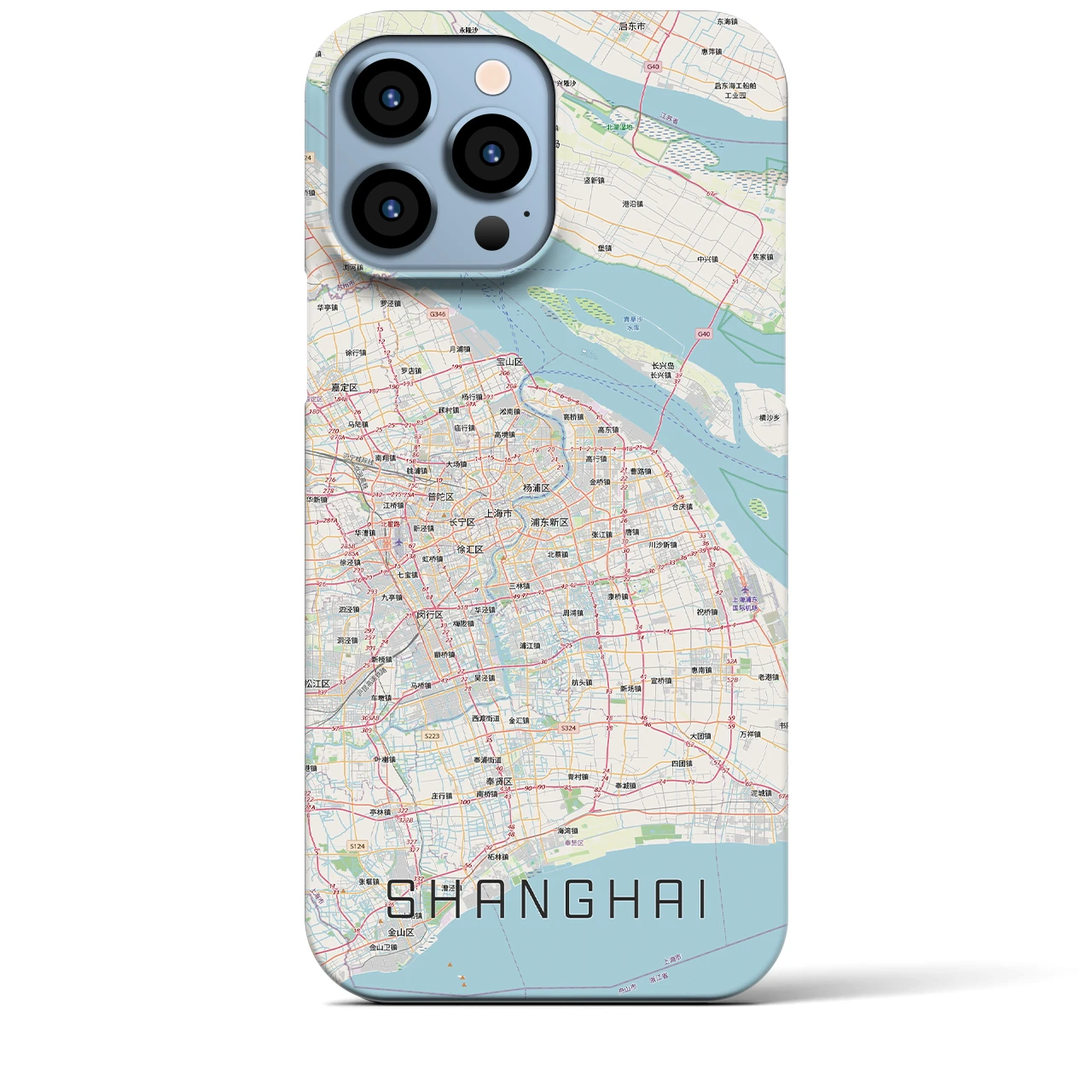 【上海2(中華人民共和国)】地図柄iPhoneケース(バックカバータイプ)ナチュラル・iPhone 13 Pro Max 用