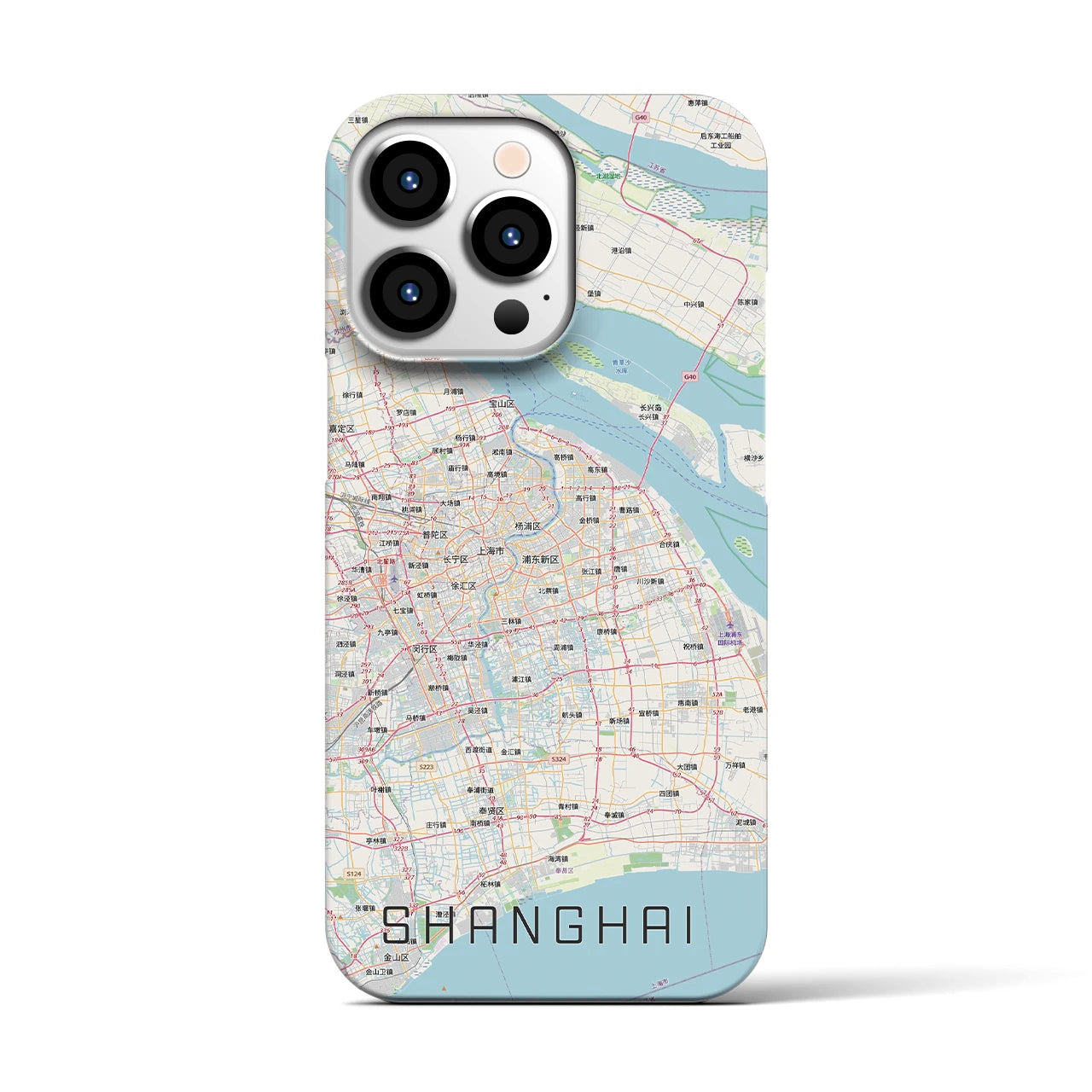 【上海2(中華人民共和国)】地図柄iPhoneケース(バックカバータイプ)ナチュラル・iPhone 13 Pro 用
