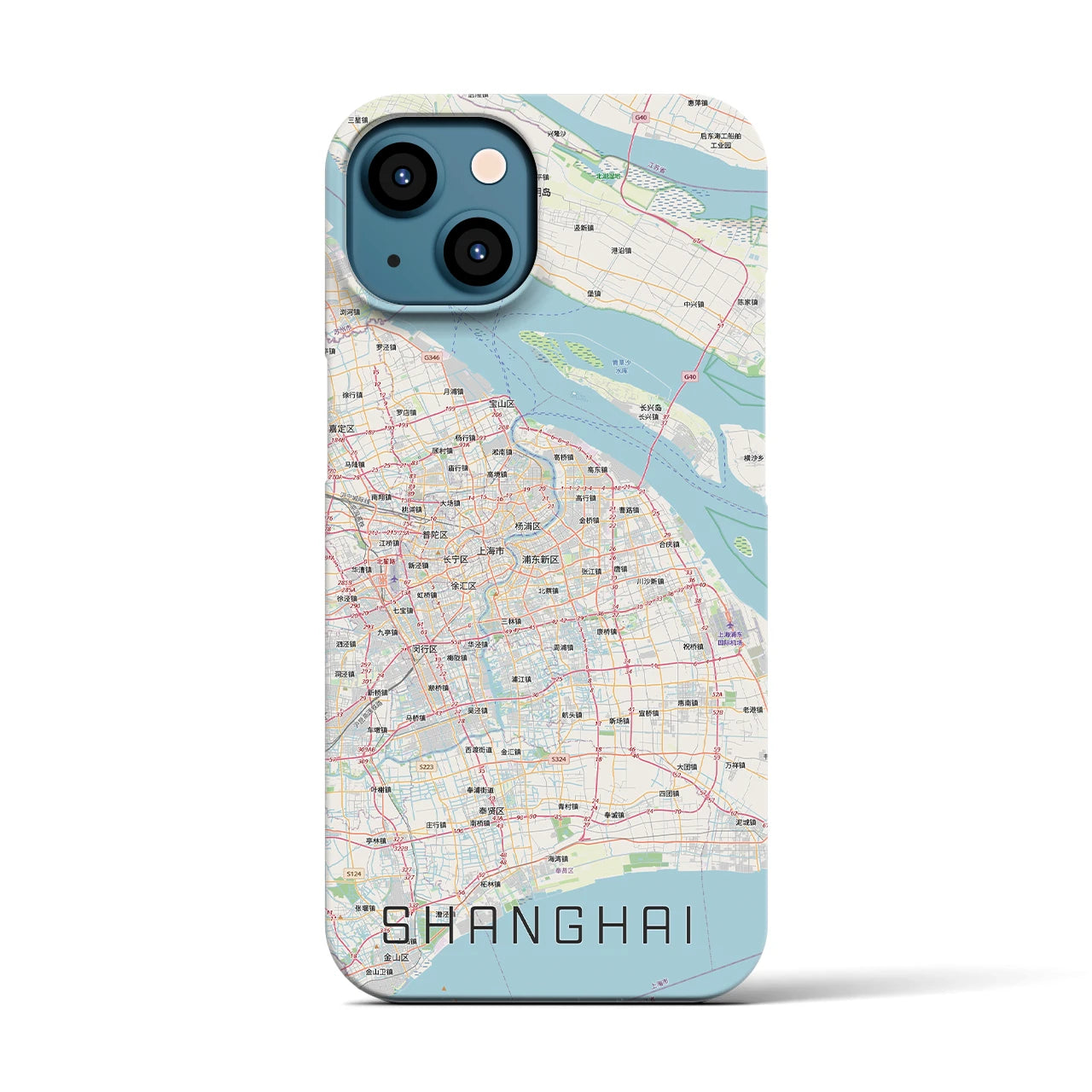 【上海2(中華人民共和国)】地図柄iPhoneケース(バックカバータイプ)ナチュラル・iPhone 13 用