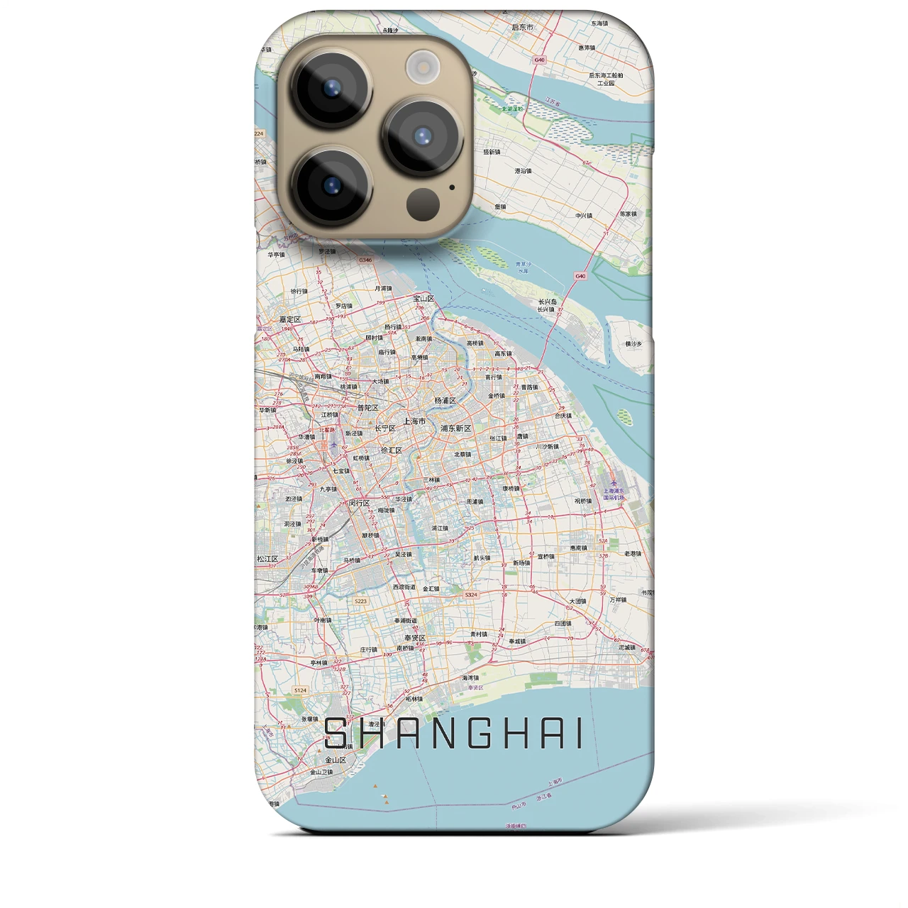 【上海2(中華人民共和国)】地図柄iPhoneケース(バックカバータイプ)ナチュラル・iPhone 14 Pro Max 用
