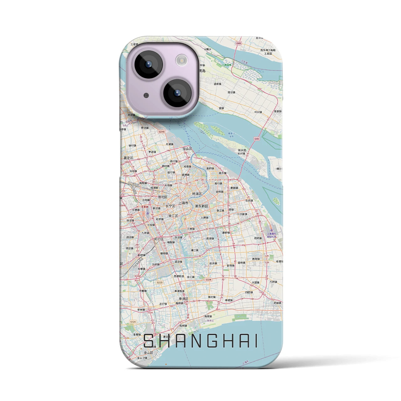 【上海2(中華人民共和国)】地図柄iPhoneケース(バックカバータイプ)ナチュラル・iPhone 14 用