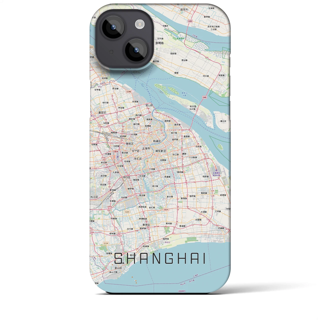 【上海2(中華人民共和国)】地図柄iPhoneケース(バックカバータイプ)ナチュラル・iPhone 14 Plus 用
