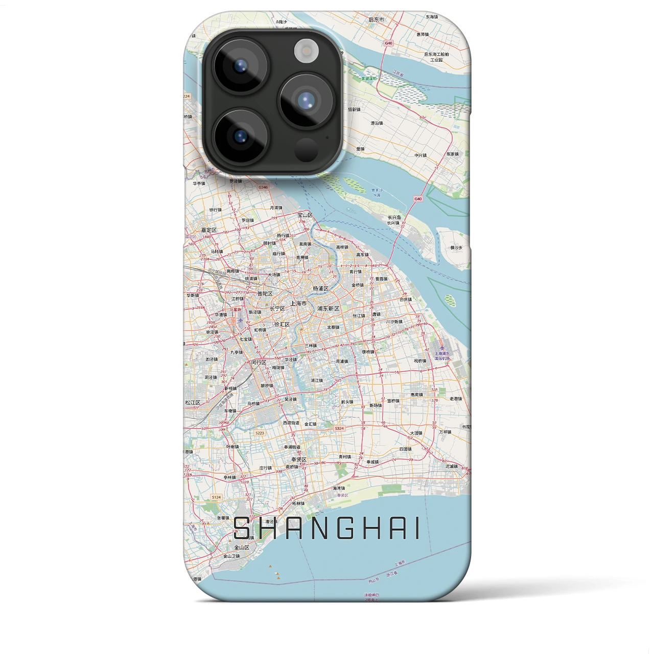 【上海2(中華人民共和国)】地図柄iPhoneケース(バックカバータイプ)ナチュラル・iPhone 15 Pro Max 用
