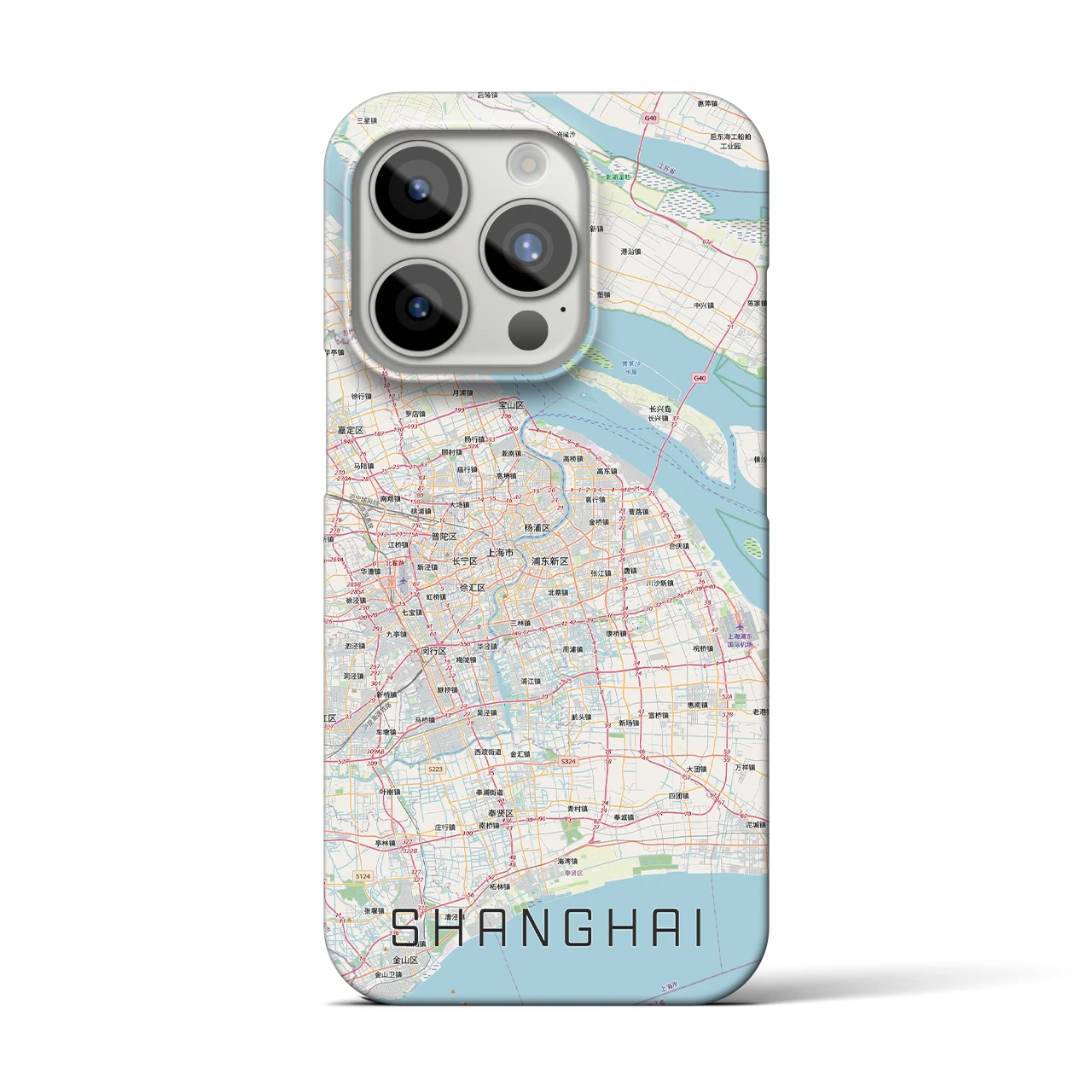 【上海2(中華人民共和国)】地図柄iPhoneケース(バックカバータイプ)ナチュラル・iPhone 15 Pro 用