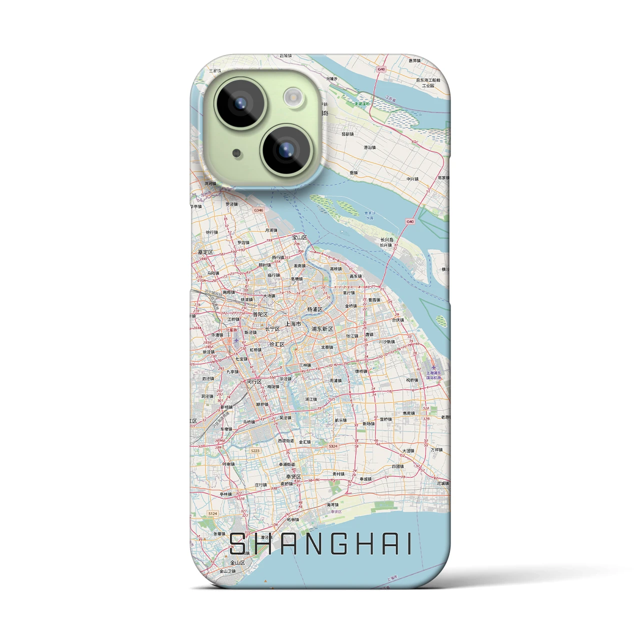 【上海2(中華人民共和国)】地図柄iPhoneケース(バックカバータイプ)ナチュラル・iPhone 15 用