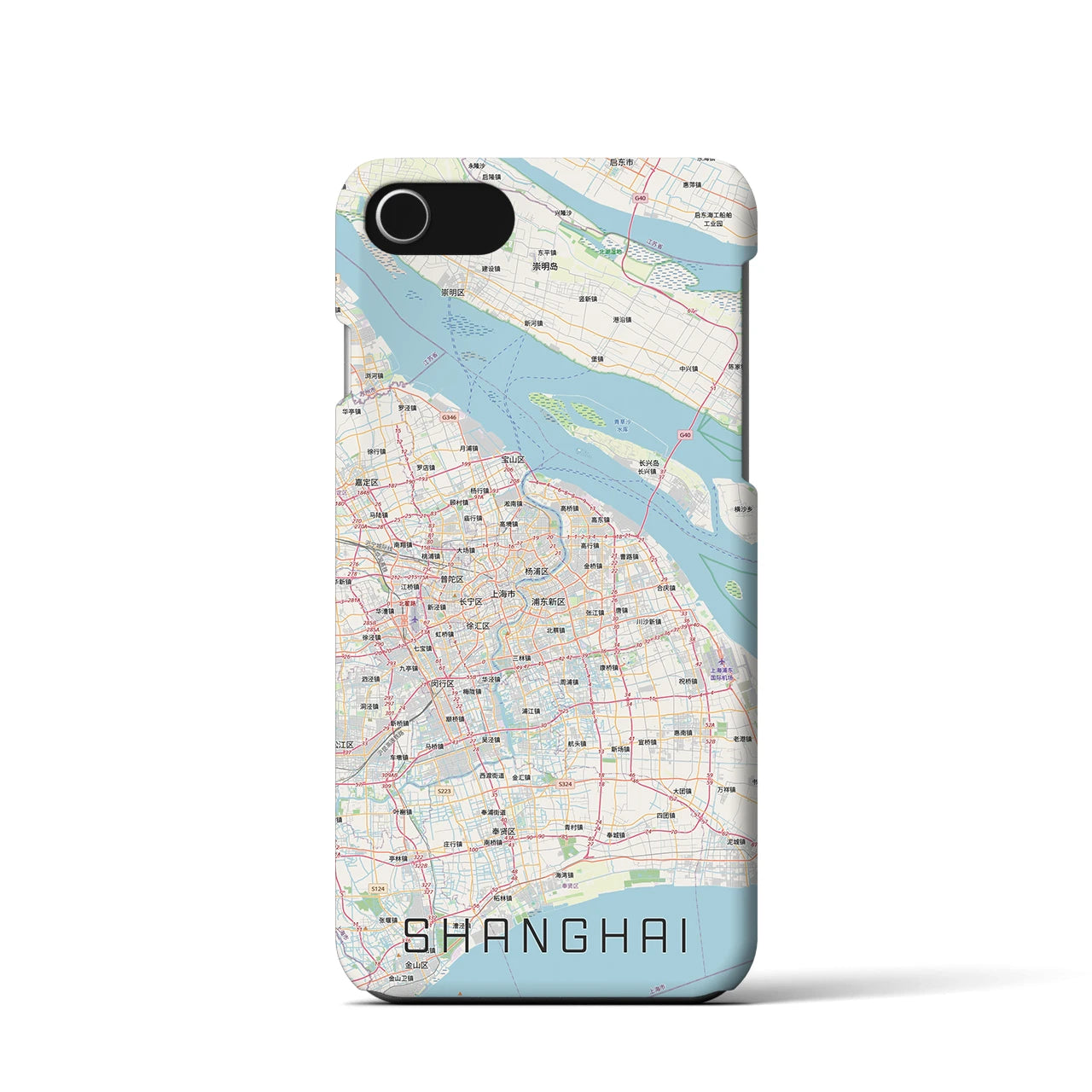 【上海2(中華人民共和国)】地図柄iPhoneケース(バックカバータイプ)ナチュラル・iPhone SE(第3 / 第2世代) / 8 / 7 / 6s / 6 用