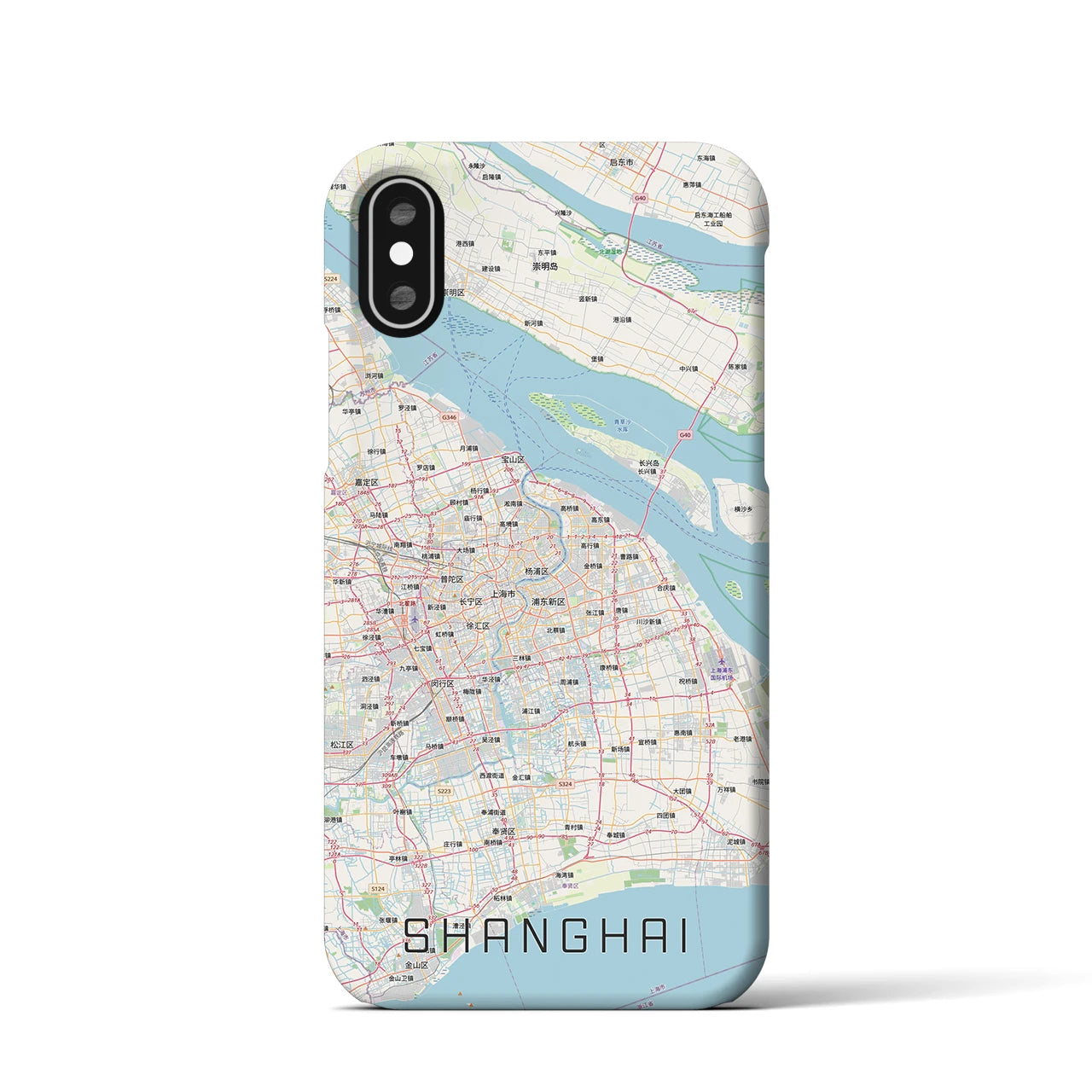 【上海2(中華人民共和国)】地図柄iPhoneケース(バックカバータイプ)ナチュラル・iPhone XS / X 用