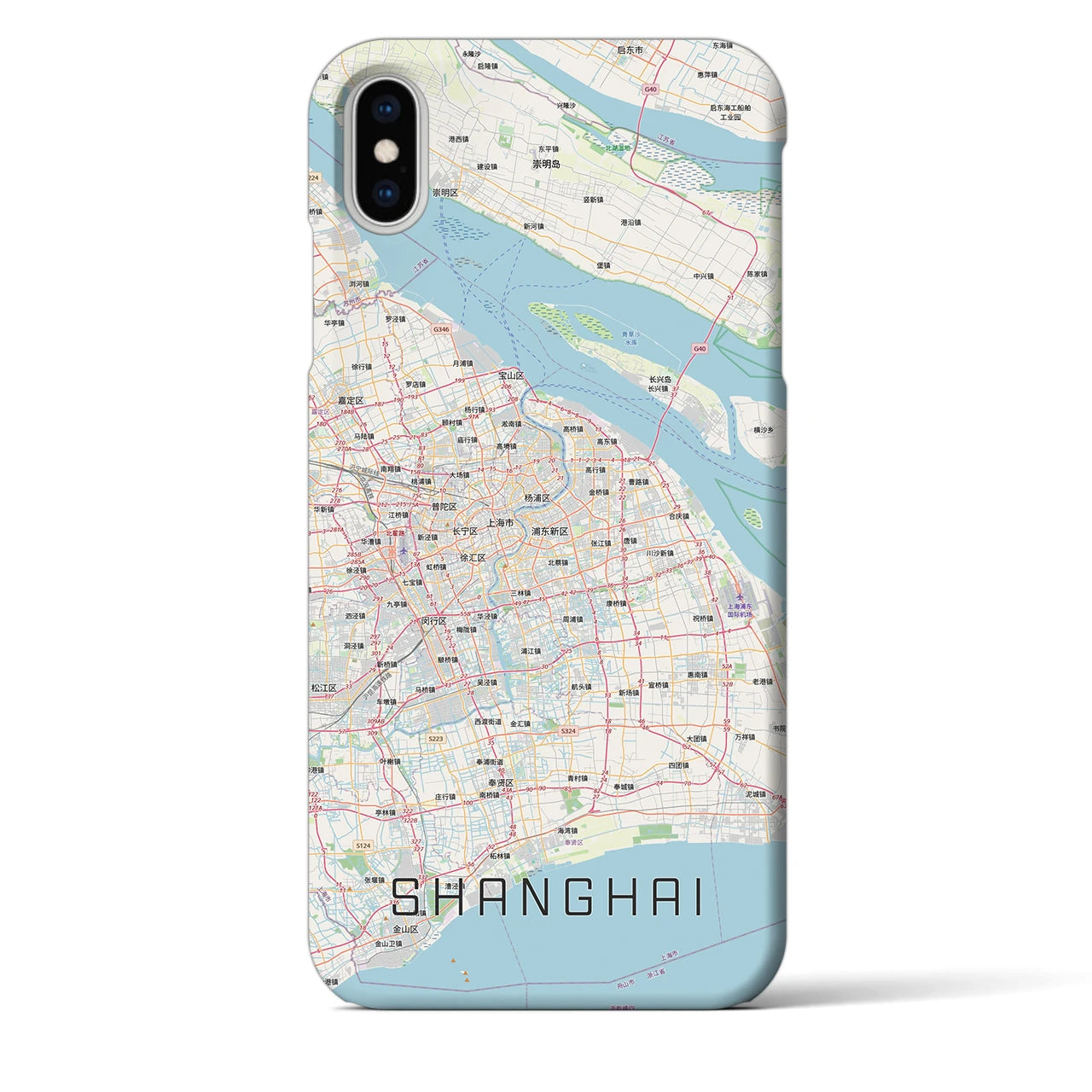 【上海2(中華人民共和国)】地図柄iPhoneケース(バックカバータイプ)ナチュラル・iPhone XS Max 用