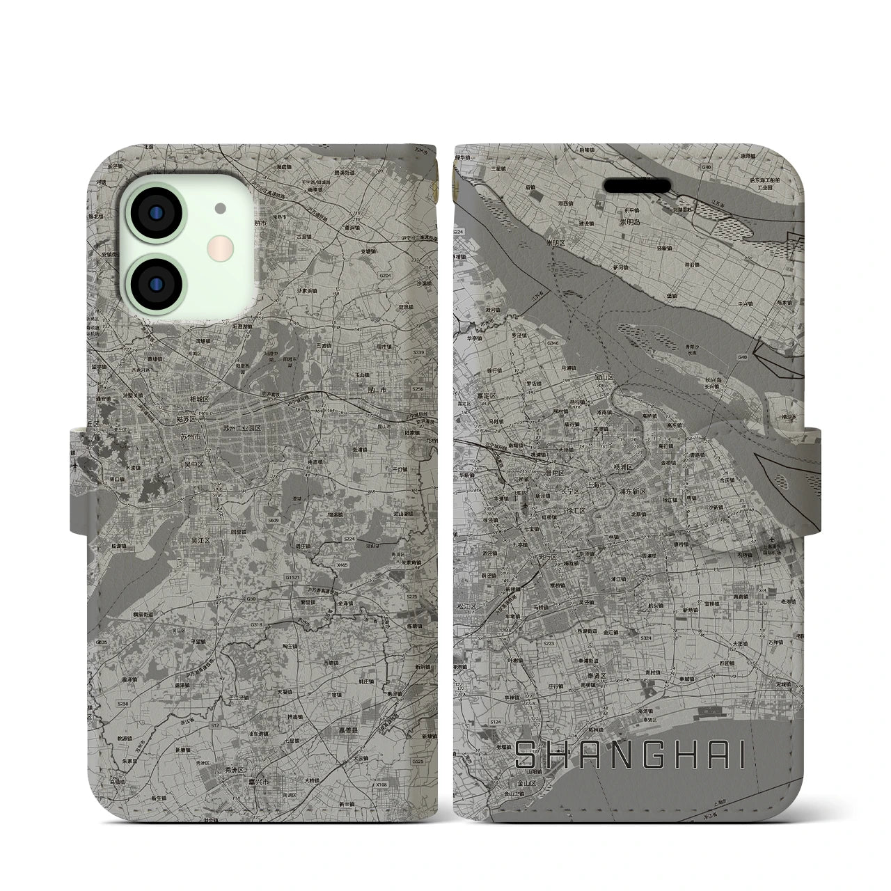 【上海2(中華人民共和国)】地図柄iPhoneケース(手帳タイプ)