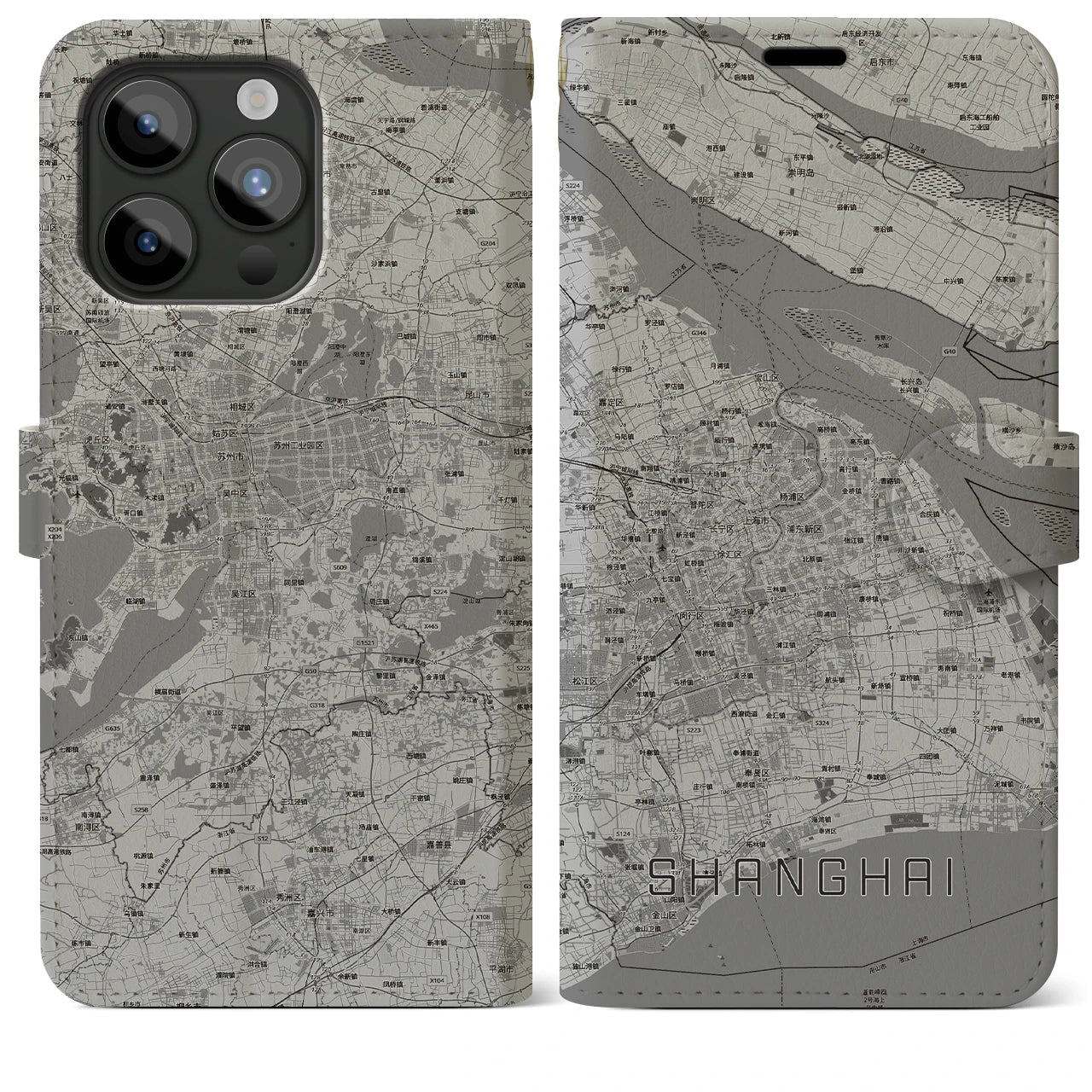 【上海2(中華人民共和国)】地図柄iPhoneケース(手帳タイプ)