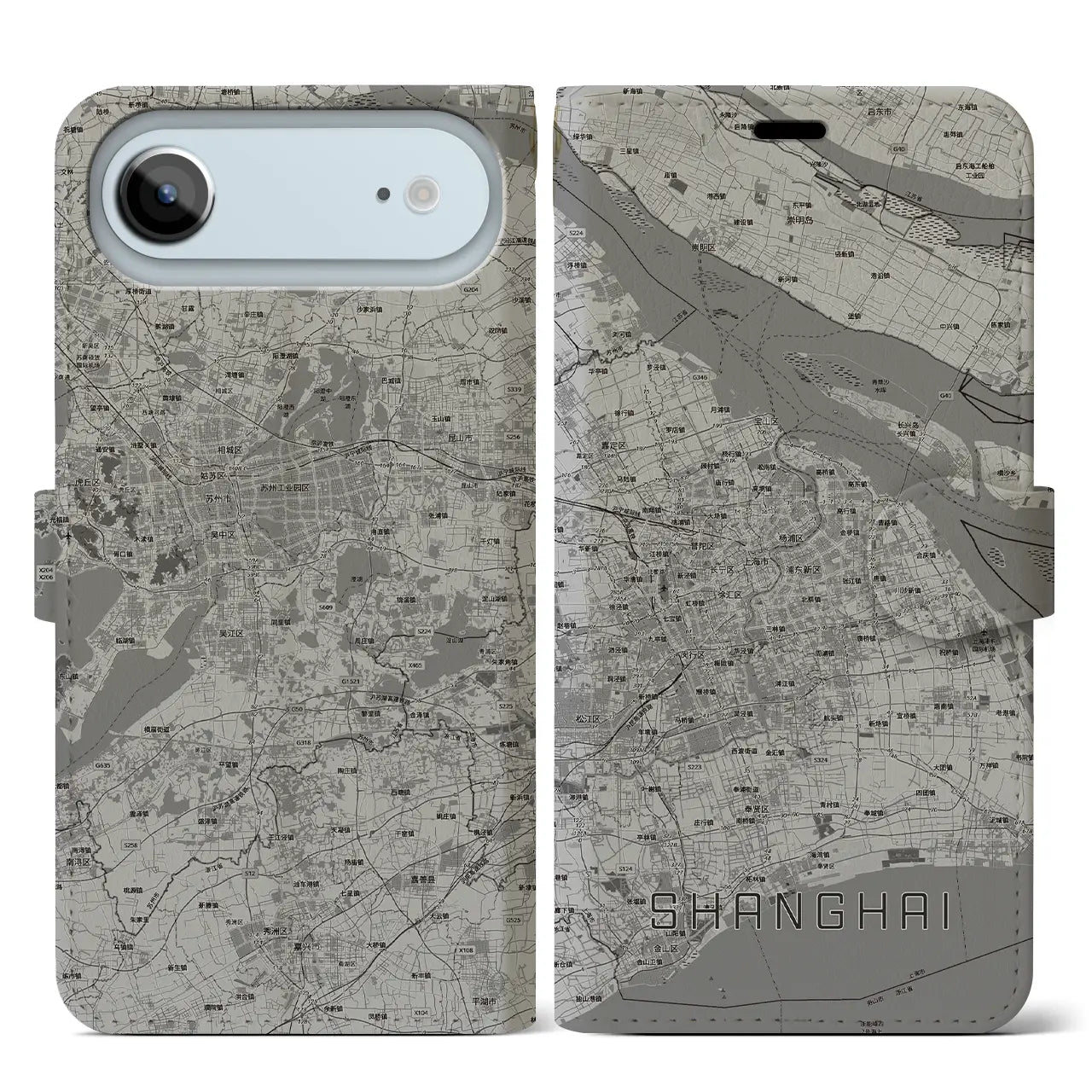 【上海2(中華人民共和国)】地図柄iPhoneケース(手帳タイプ)