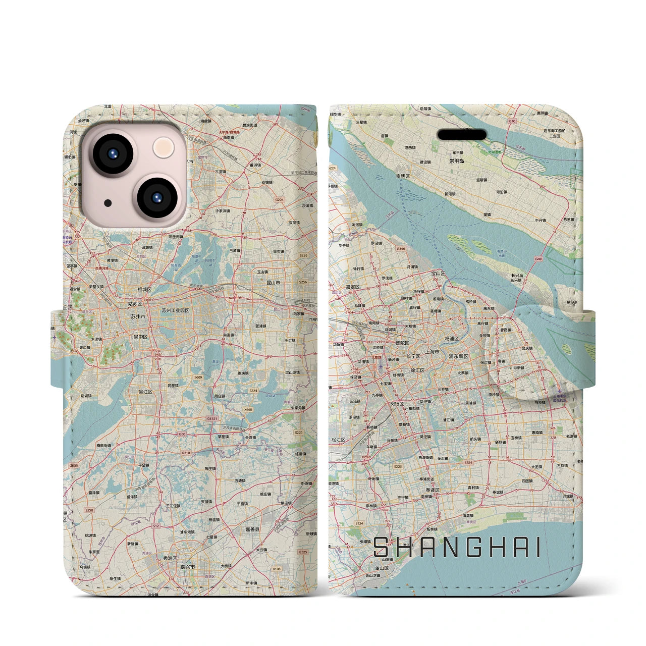 【上海2(中華人民共和国)】地図柄iPhoneケース(手帳タイプ)